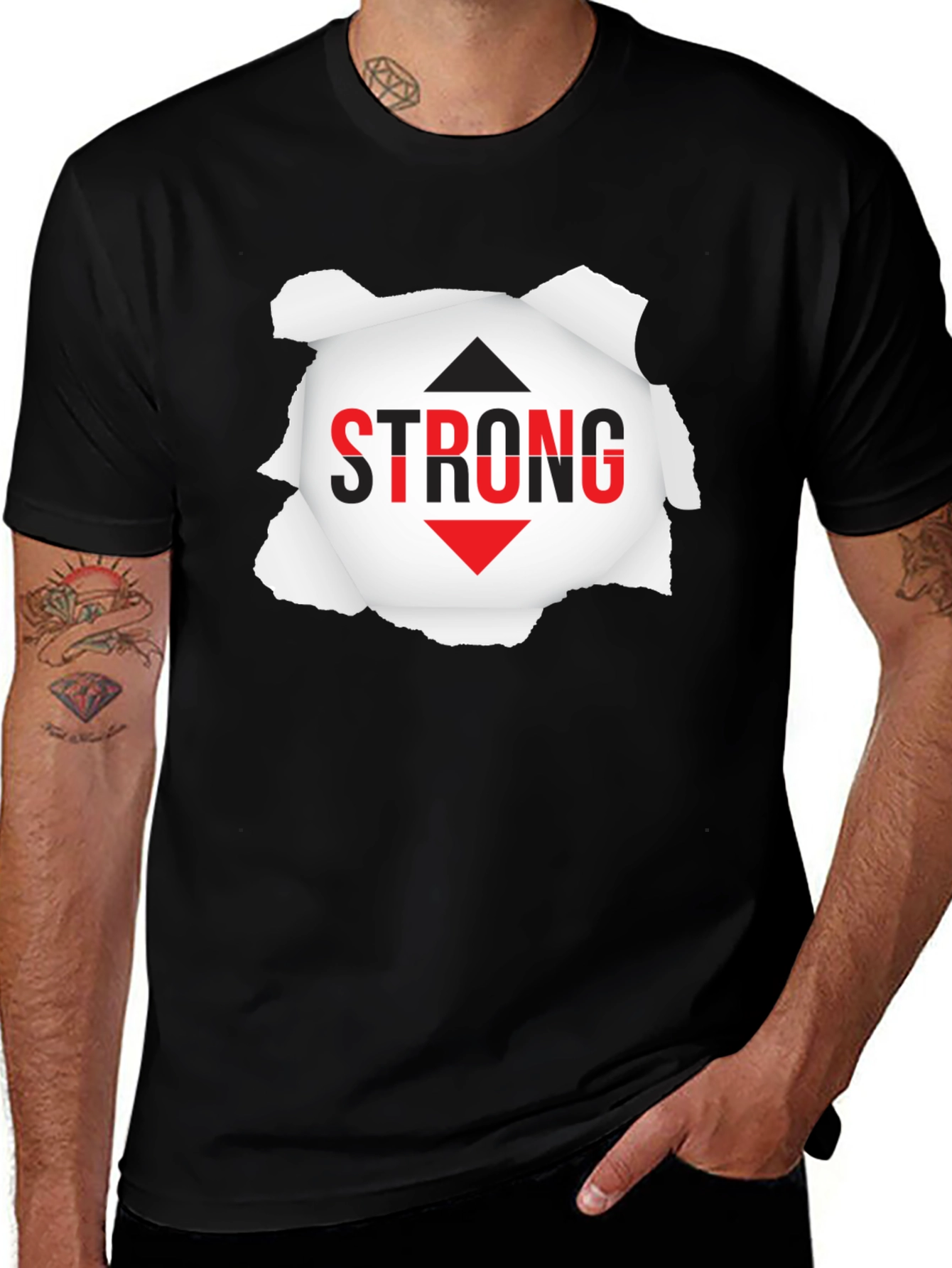 Variant 19 of Strong Graphic Tee - Black Short Sleeve Shirt