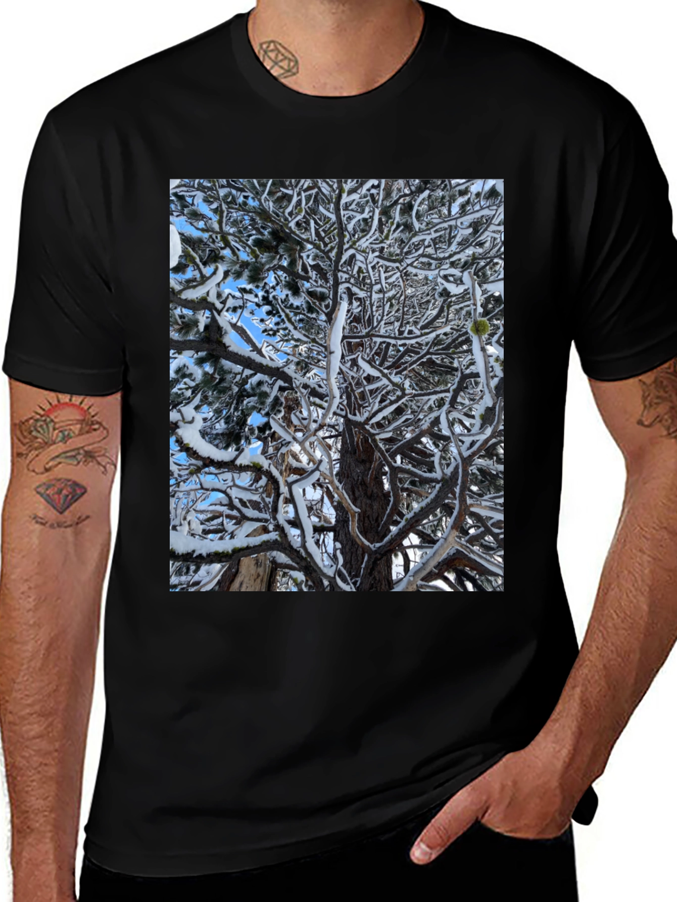 Variant 25 of Winter Tree Graphic Black T-Shirt