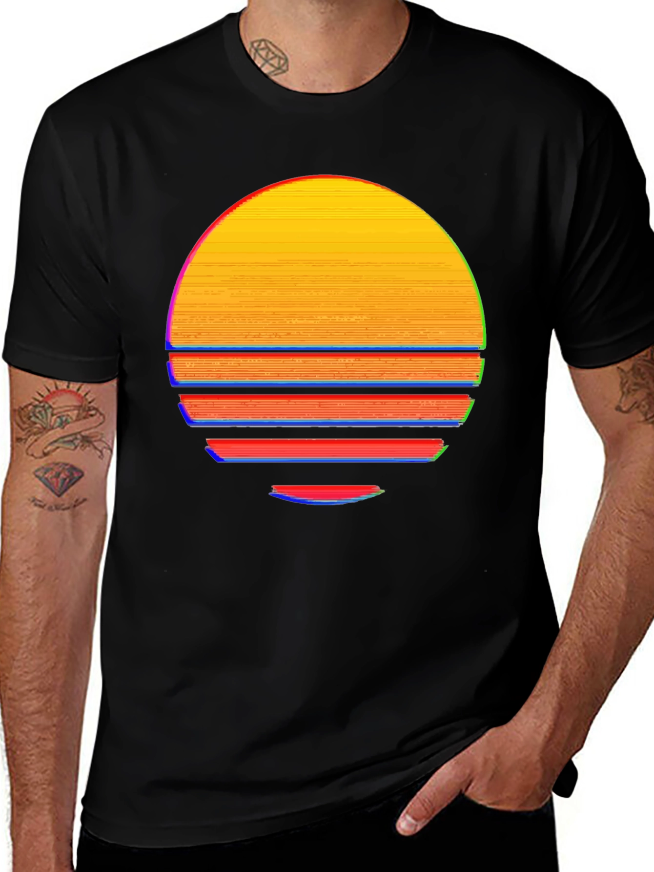Variant 5 of Retro Sunset Graphic T-Shirt - Black
