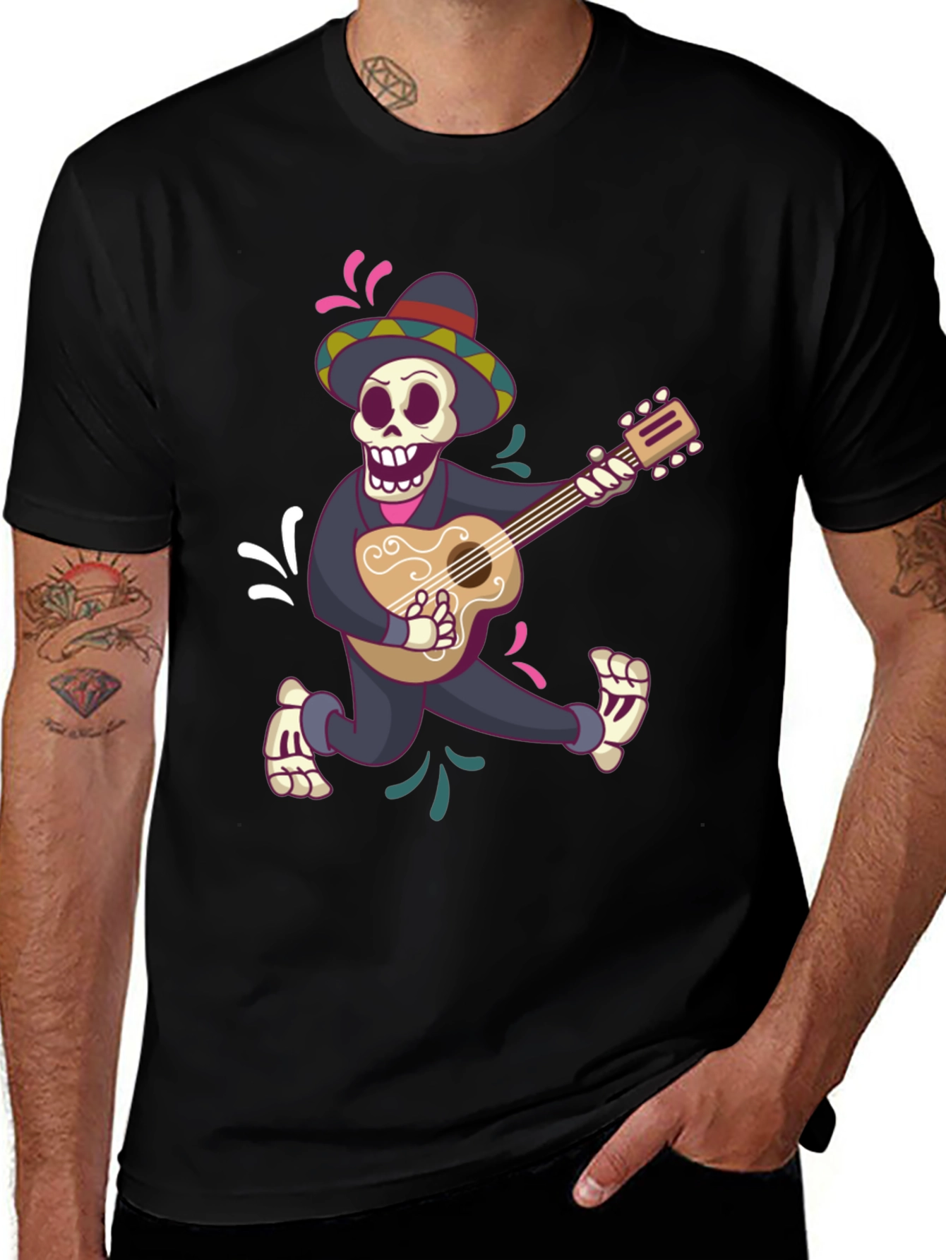 Variant 11 of Day of the Dead Skeleton Guitarist T-Shirt