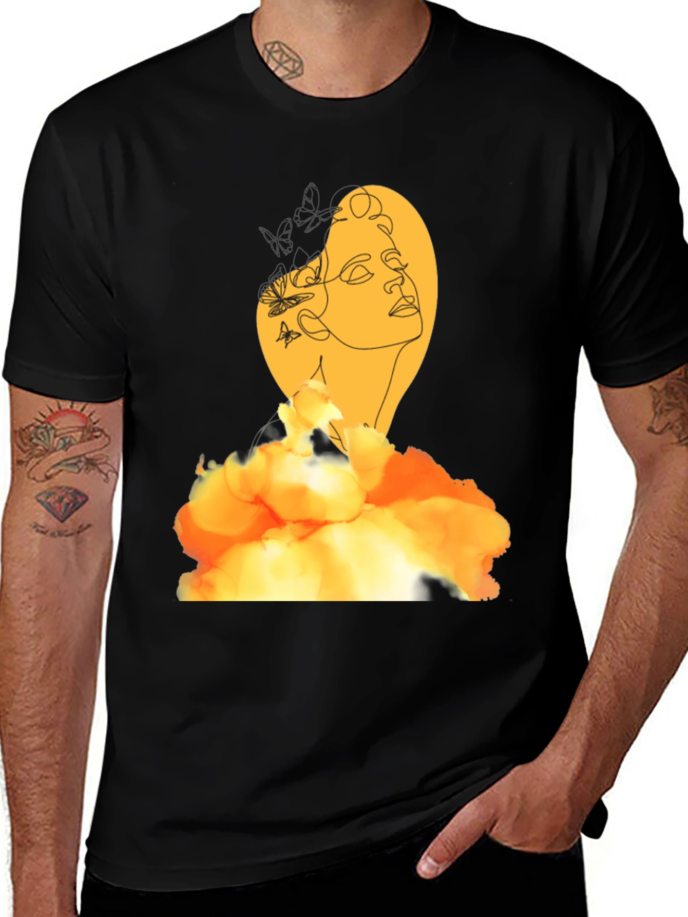 Variant 18 of Abstract Woman Graphic Print Black T-Shirt