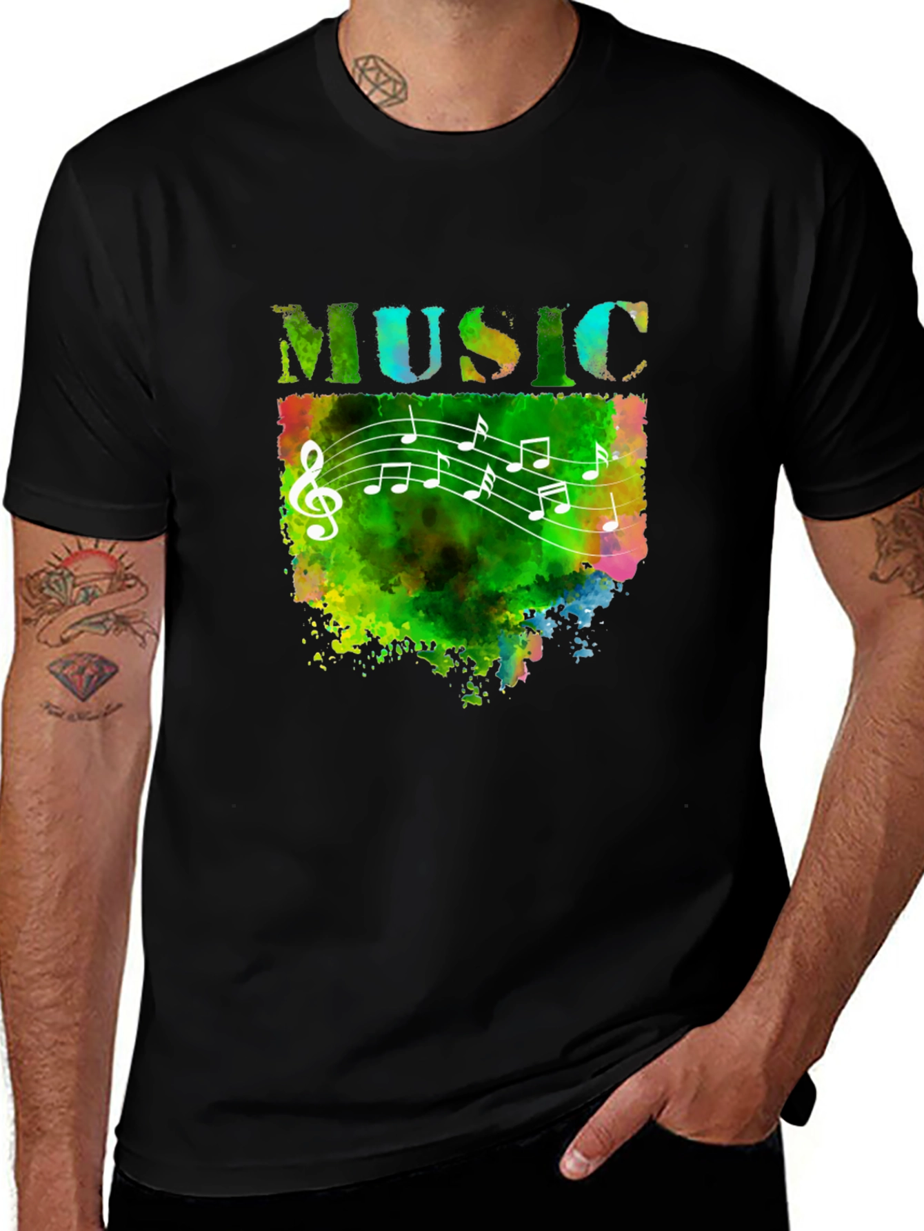 Variant 27 of Colorful Music Notes Graphic Print T-Shirt