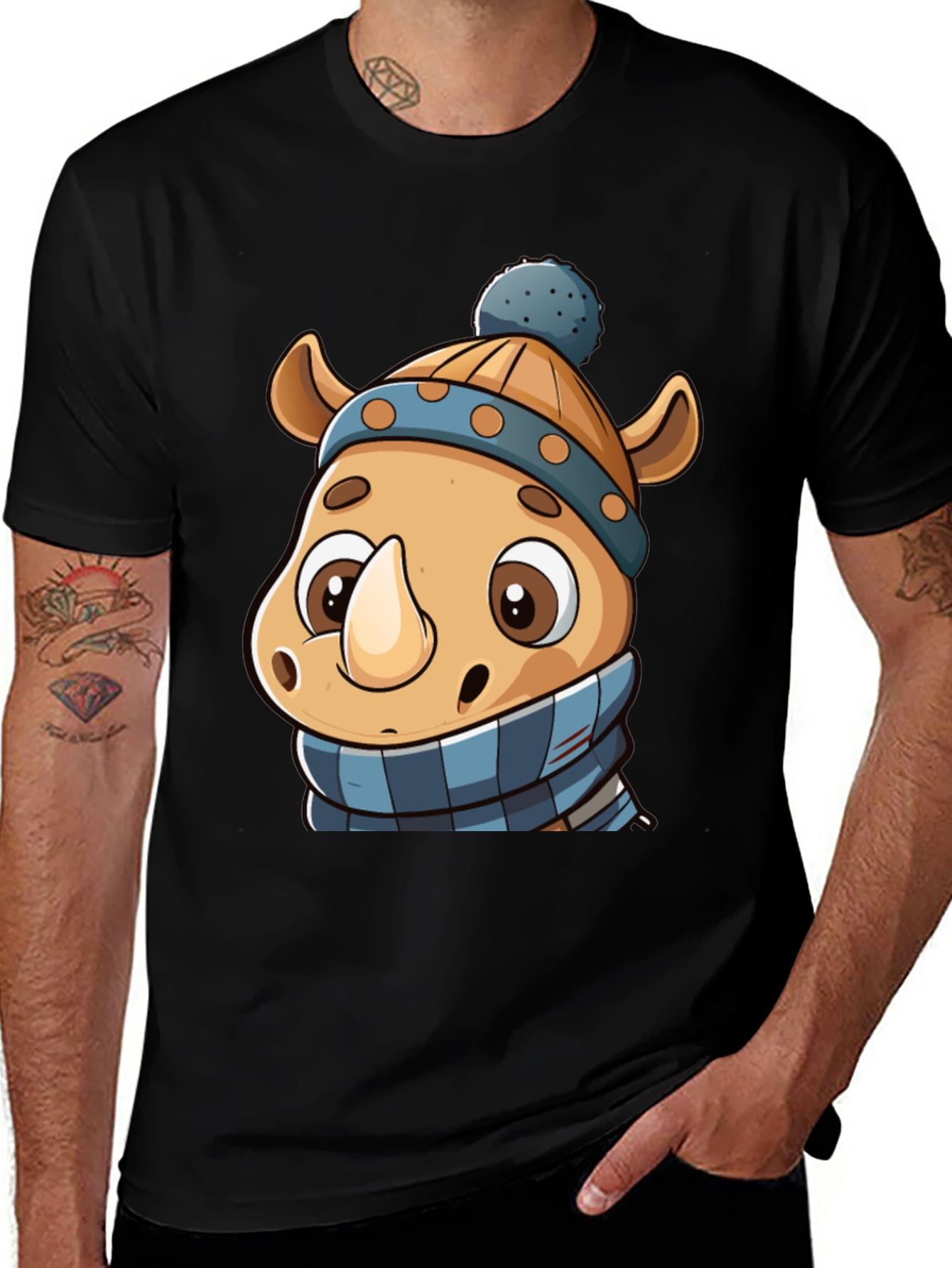 Variant 23 of Cute Rhino Winter T-Shirt