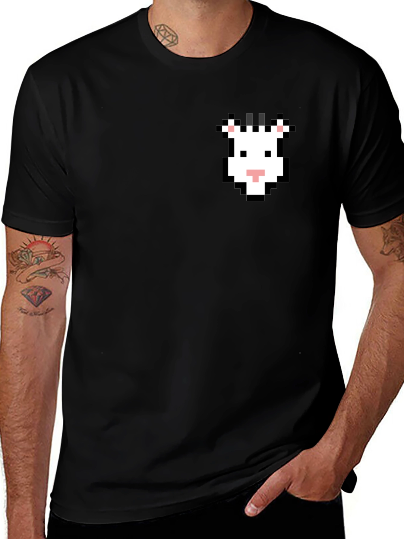 Variant 9 of Pixel Goat T-Shirt - Black Cotton Tee