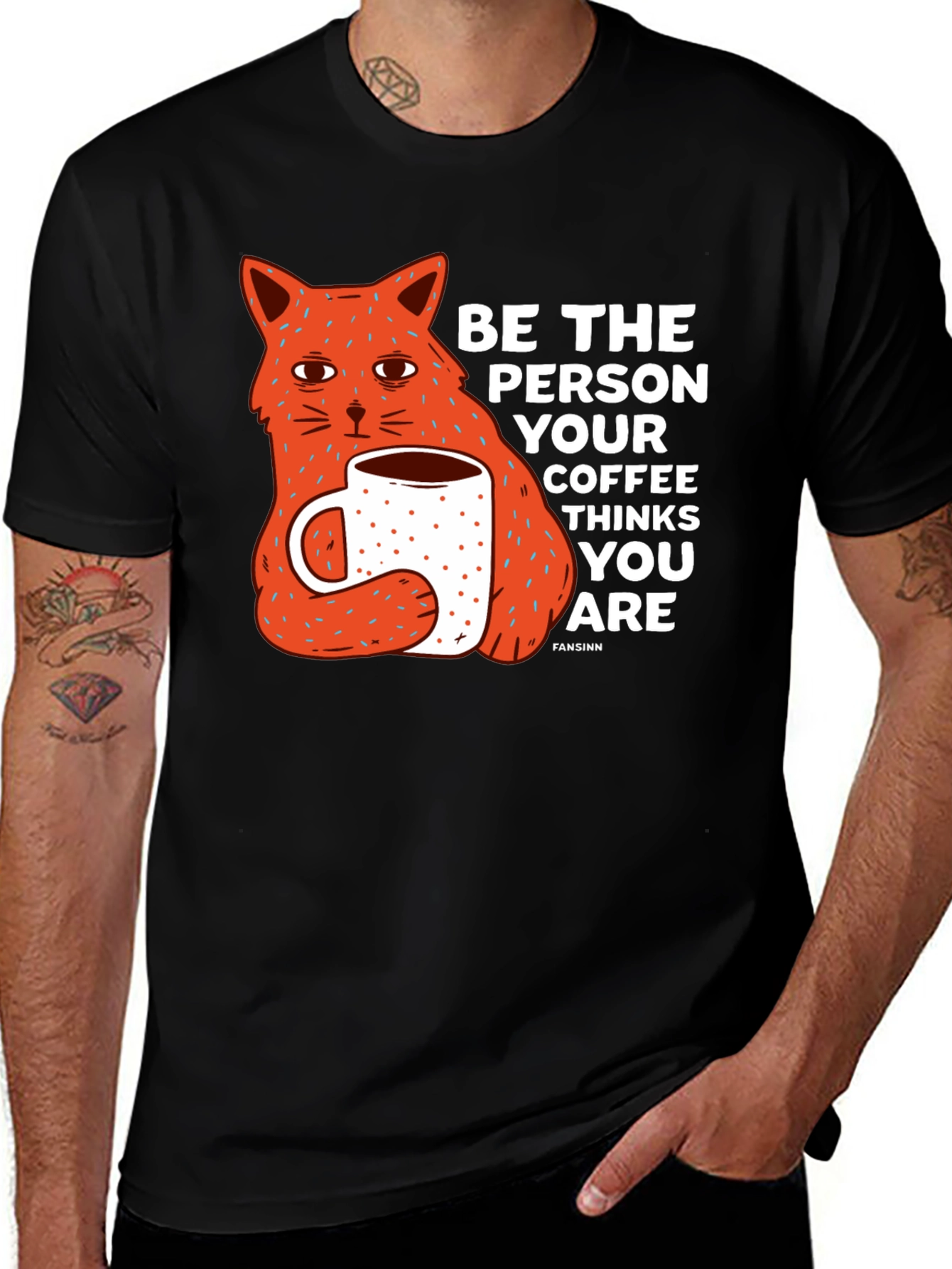 Variant 8 of Cat & Coffee Graphic Tee - Be the Person Your Coffee Thinks You Are
