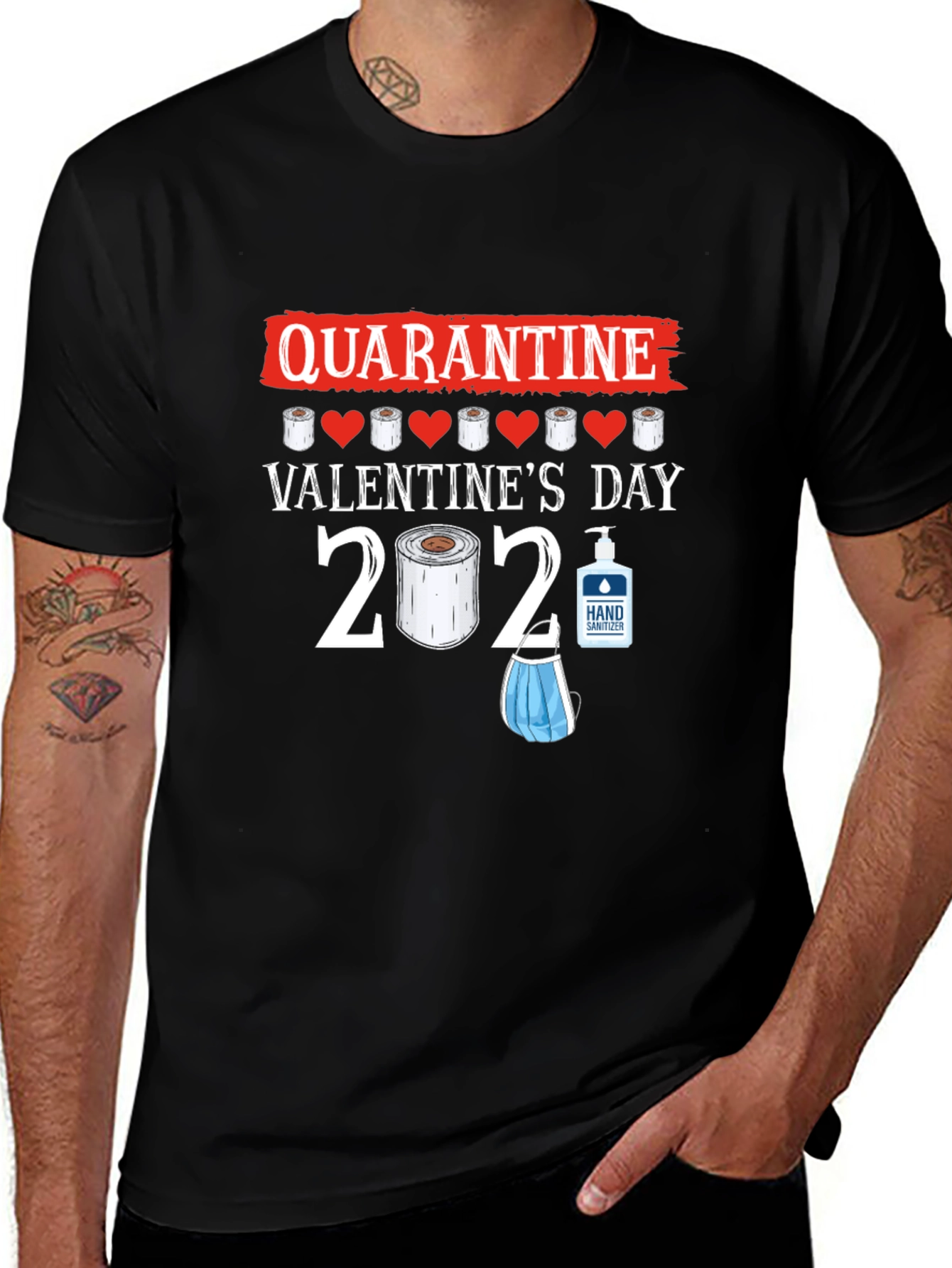 Variant 5 of Quarantine Valentine's Day Black T-Shirt