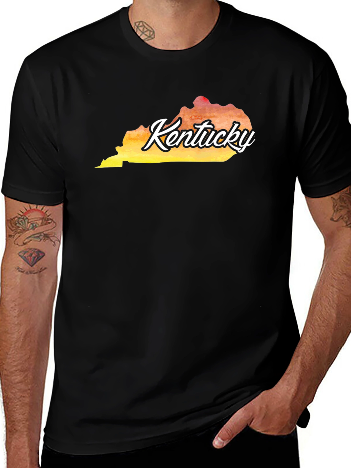 Kentucky State Map Graphic Tee - Black
