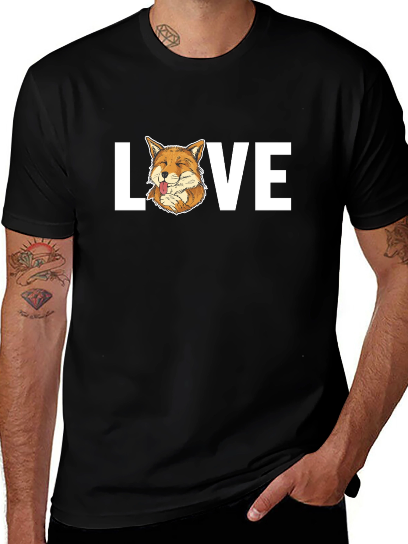 Variant 19 of Fox Love Graphic T-Shirt - Black Unisex Tee