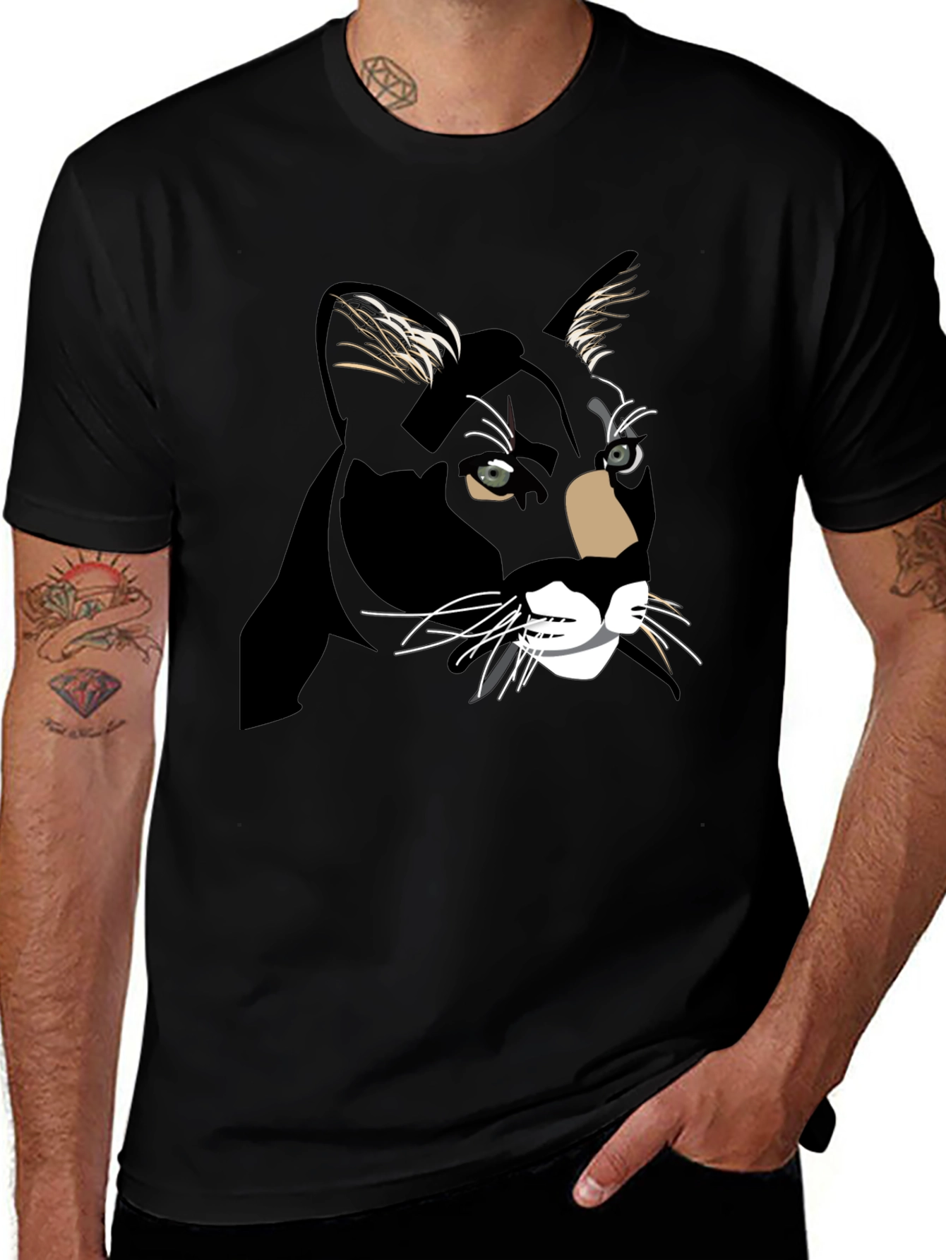 Black Cat Graphic Print T-Shirt