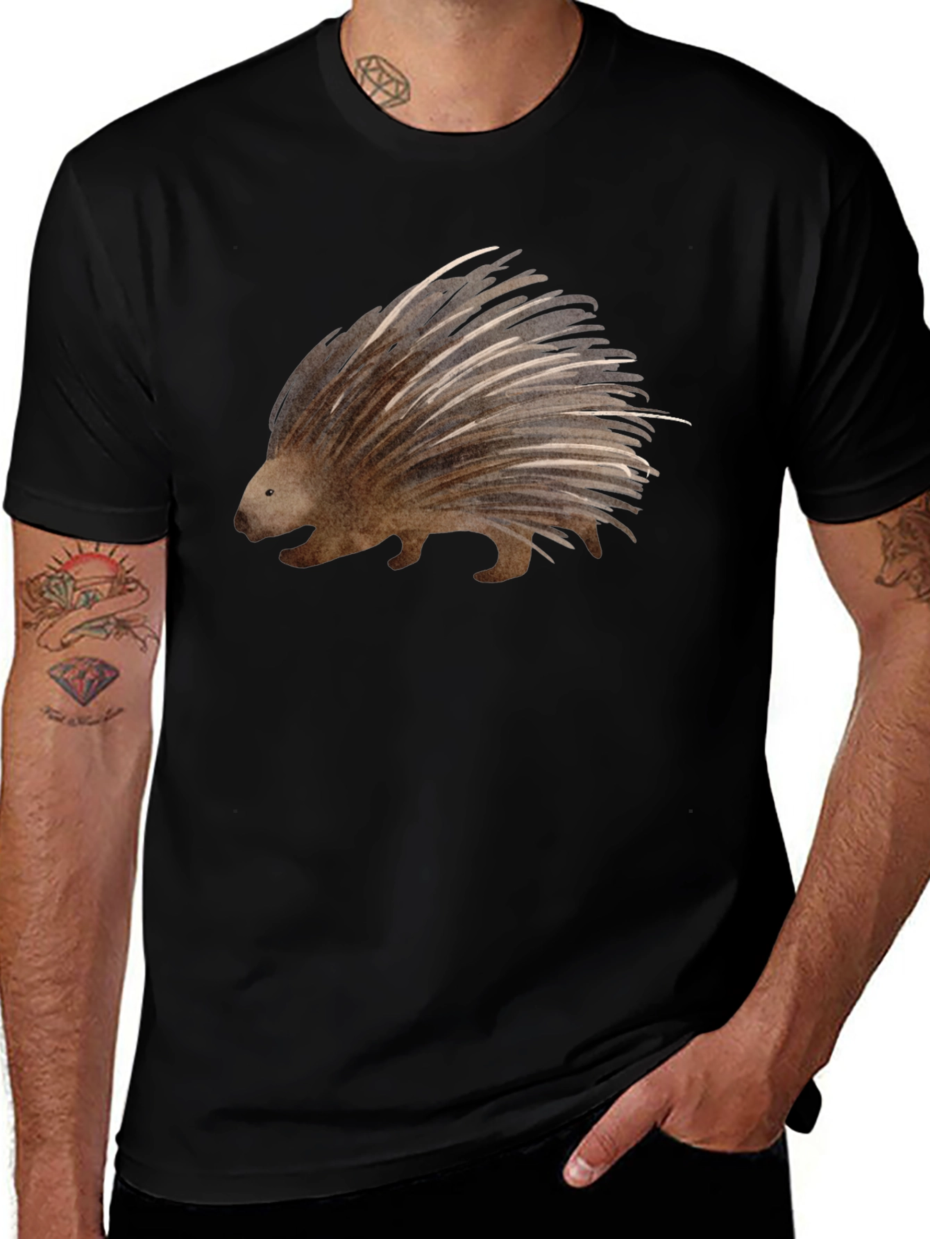 Variant 25 of Quilled Comfort: Porcupine Graphic T-Shirt