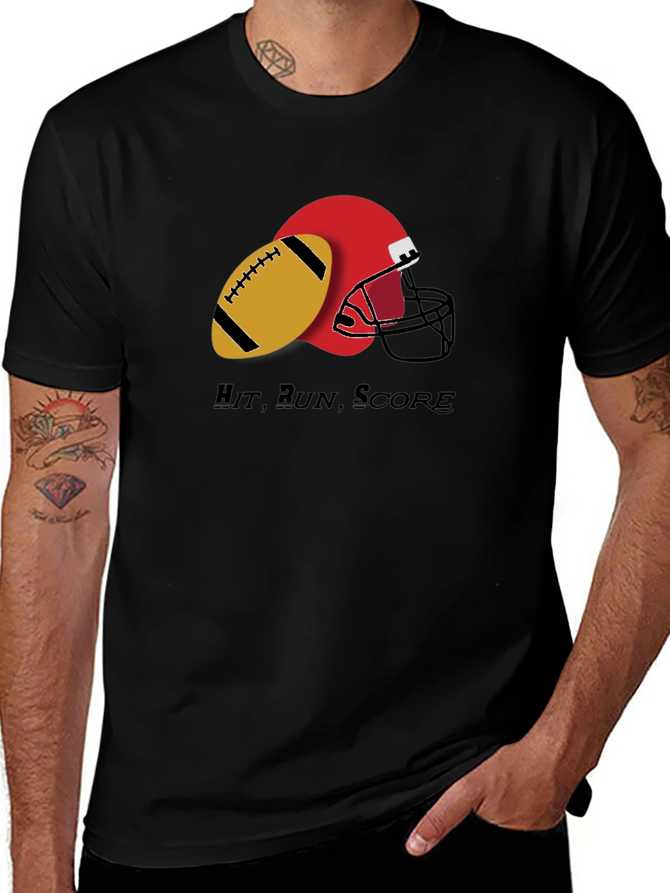 Variant 29 of Hit, Run, Score T-Shirt - Football Graphic Tee