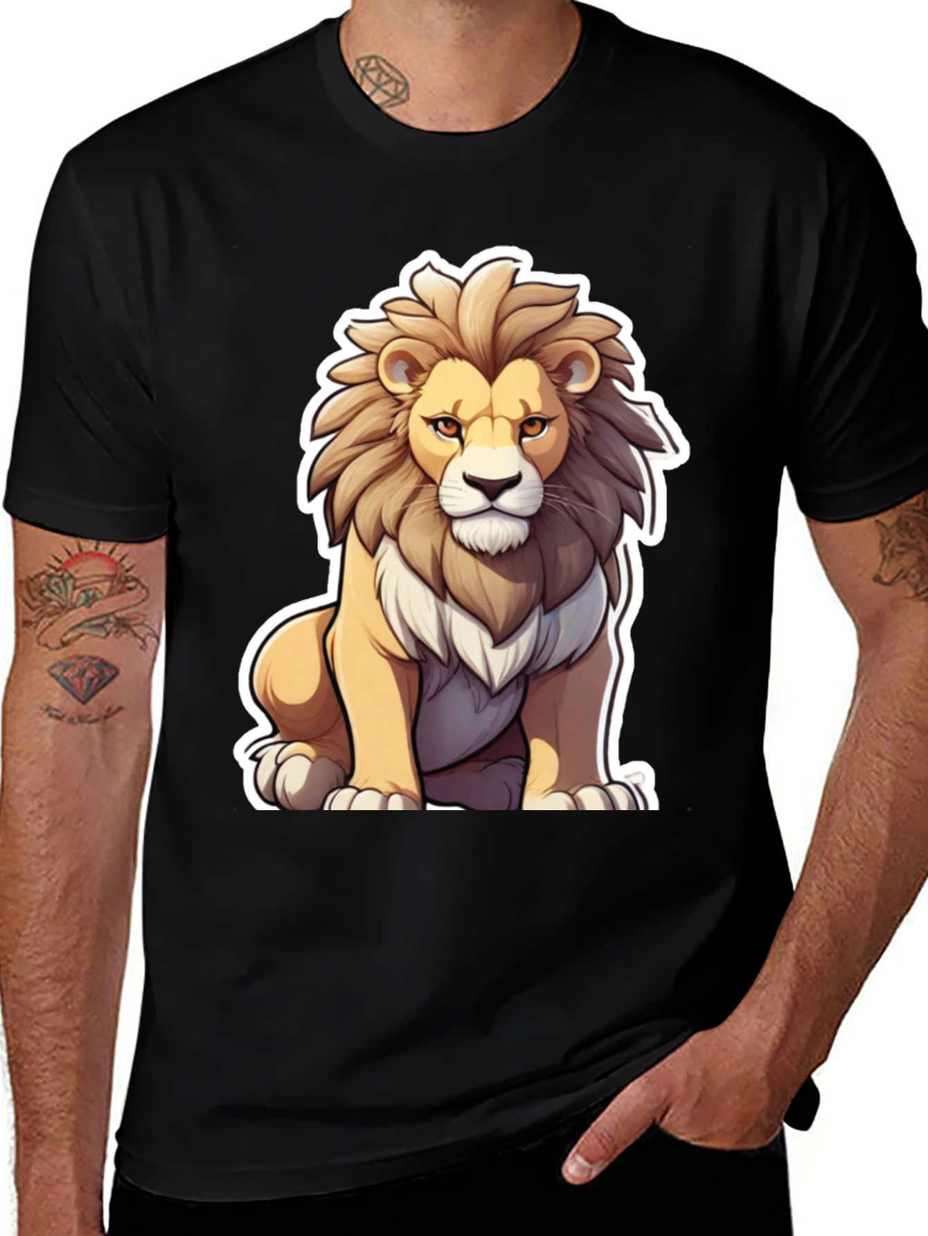 Variant 19 of Lion Graphic T-Shirt - Black Cotton Tee