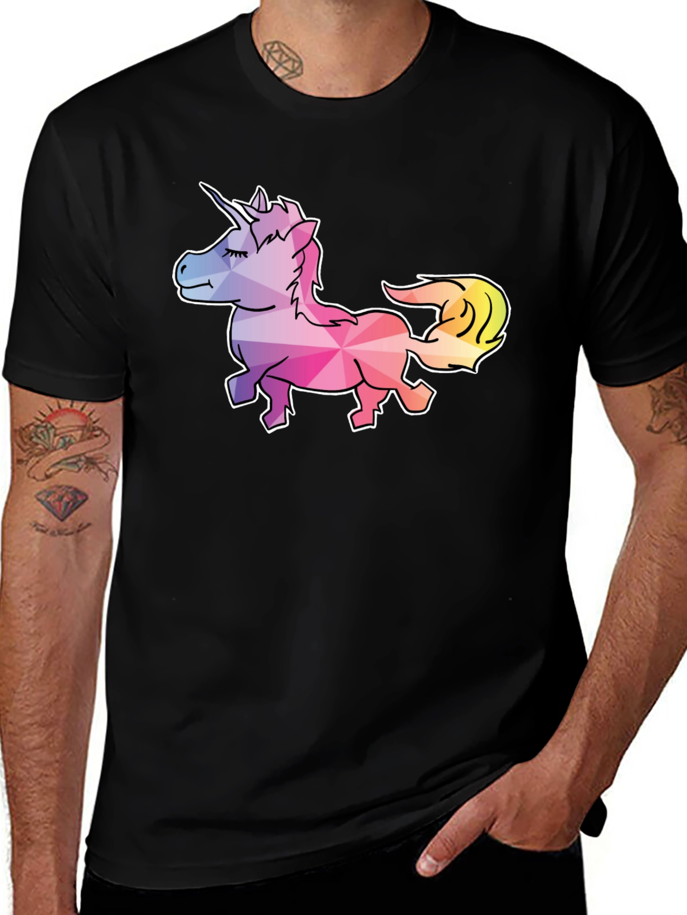 Variant 29 of Unicorn Graphic T-Shirt - Men's Black Tee