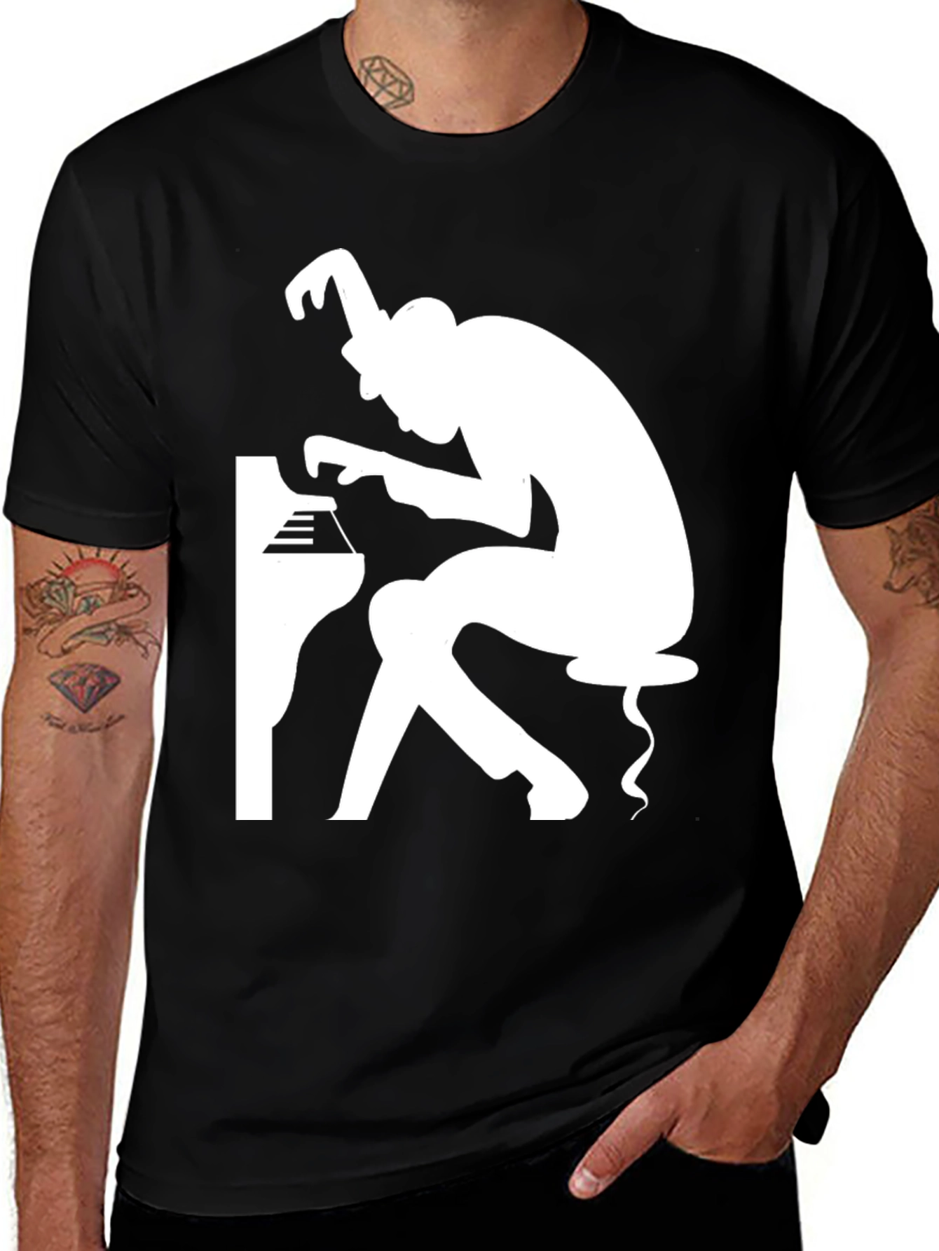 Variant 21 of Jazz Pianist Graphic T-Shirt - Cool Music Tee