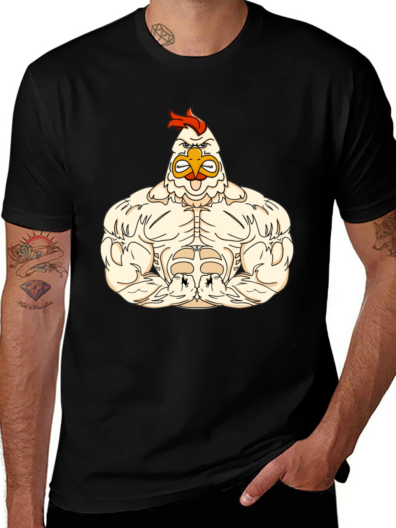 Variant 6 of Muscular Chicken Graphic T-Shirt