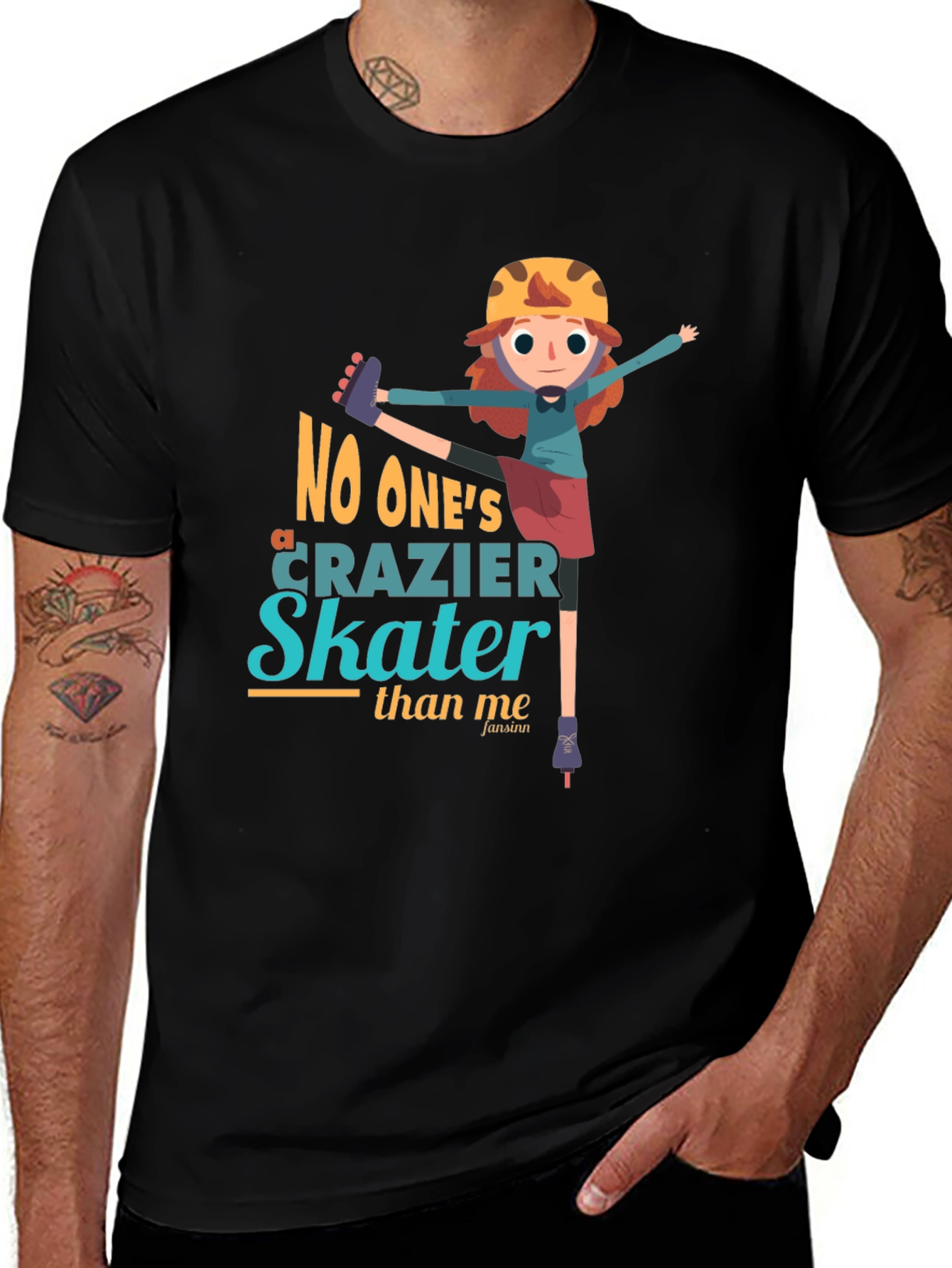 Variant 7 of Fun Cartoon Skater Graphic T-Shirt - Cool & Unique Design