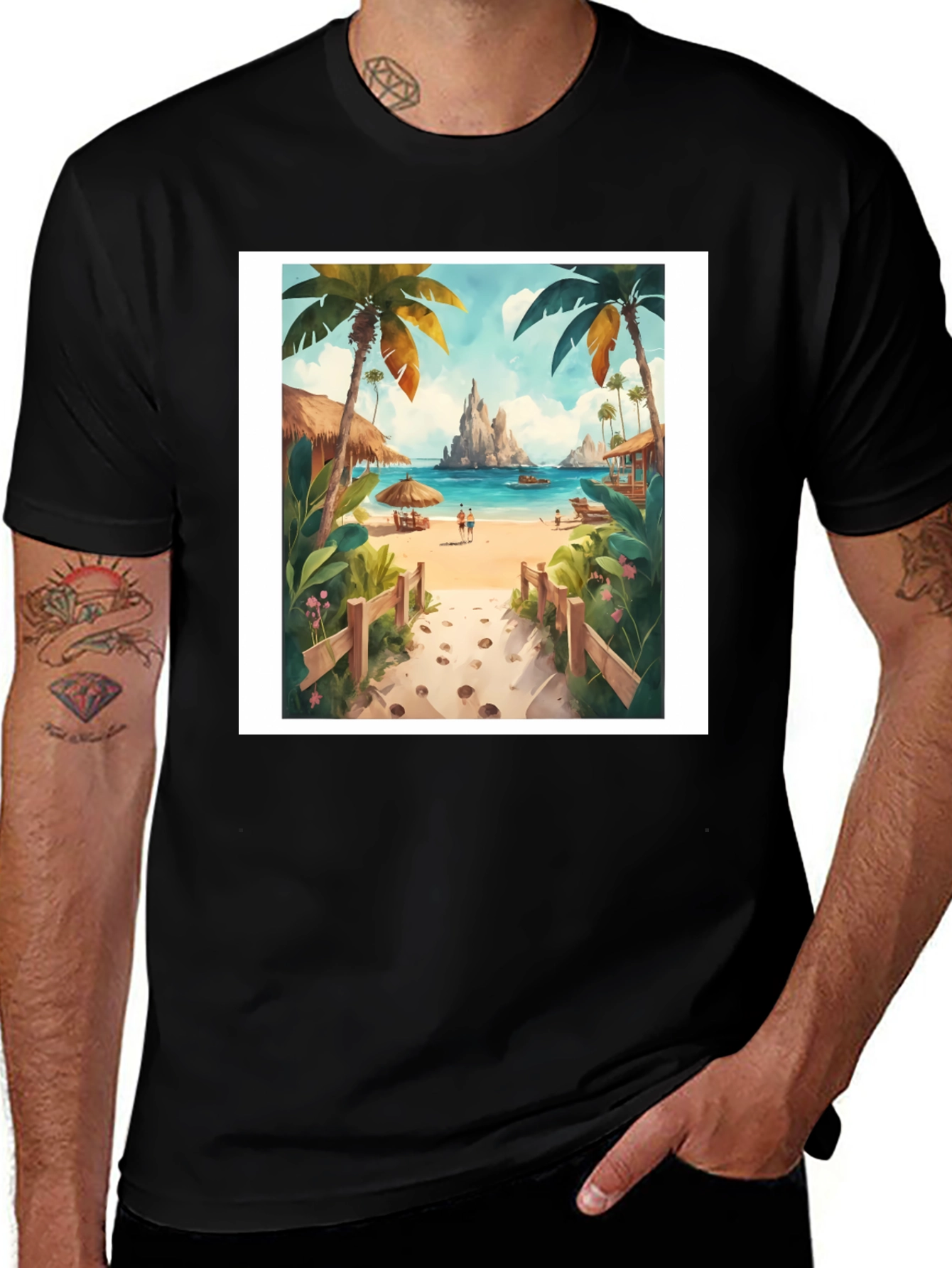 Variant 12 of Tropical Beach T-Shirt: Island Getaway Design