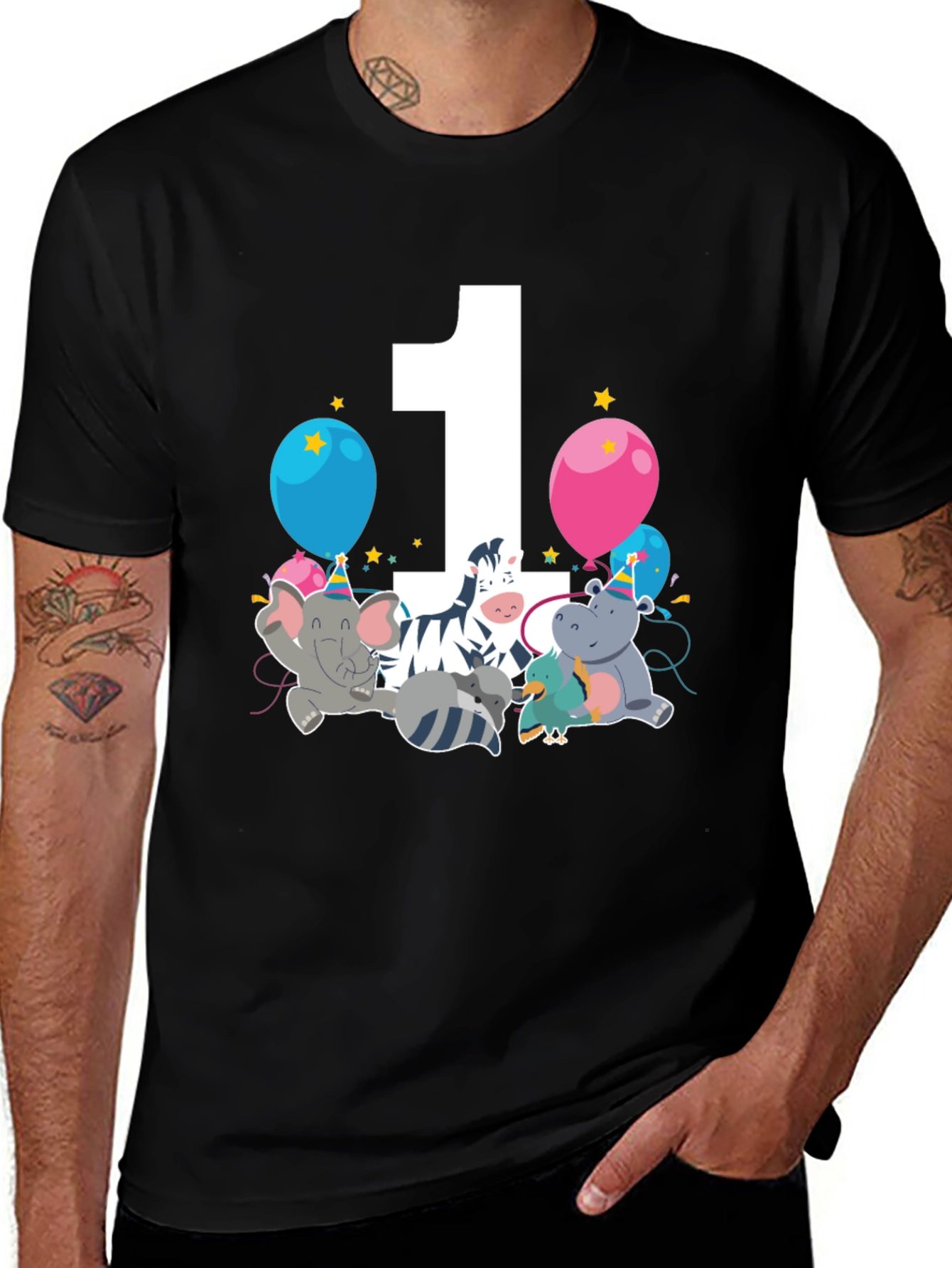 Variant 23 of Birthday "One" Zoo Animal Party T-Shirt