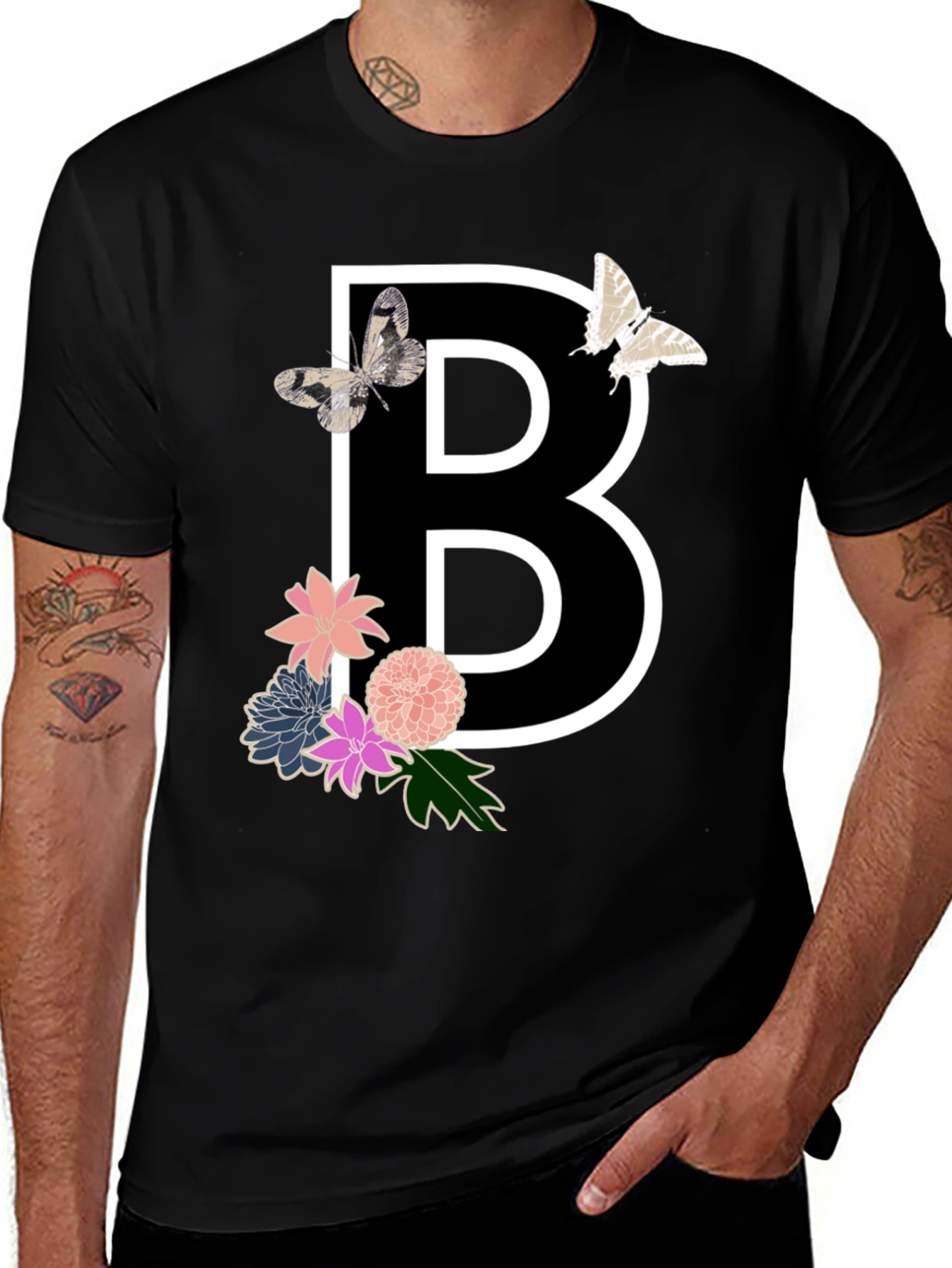 Variant 7 of Floral B Initial T-Shirt