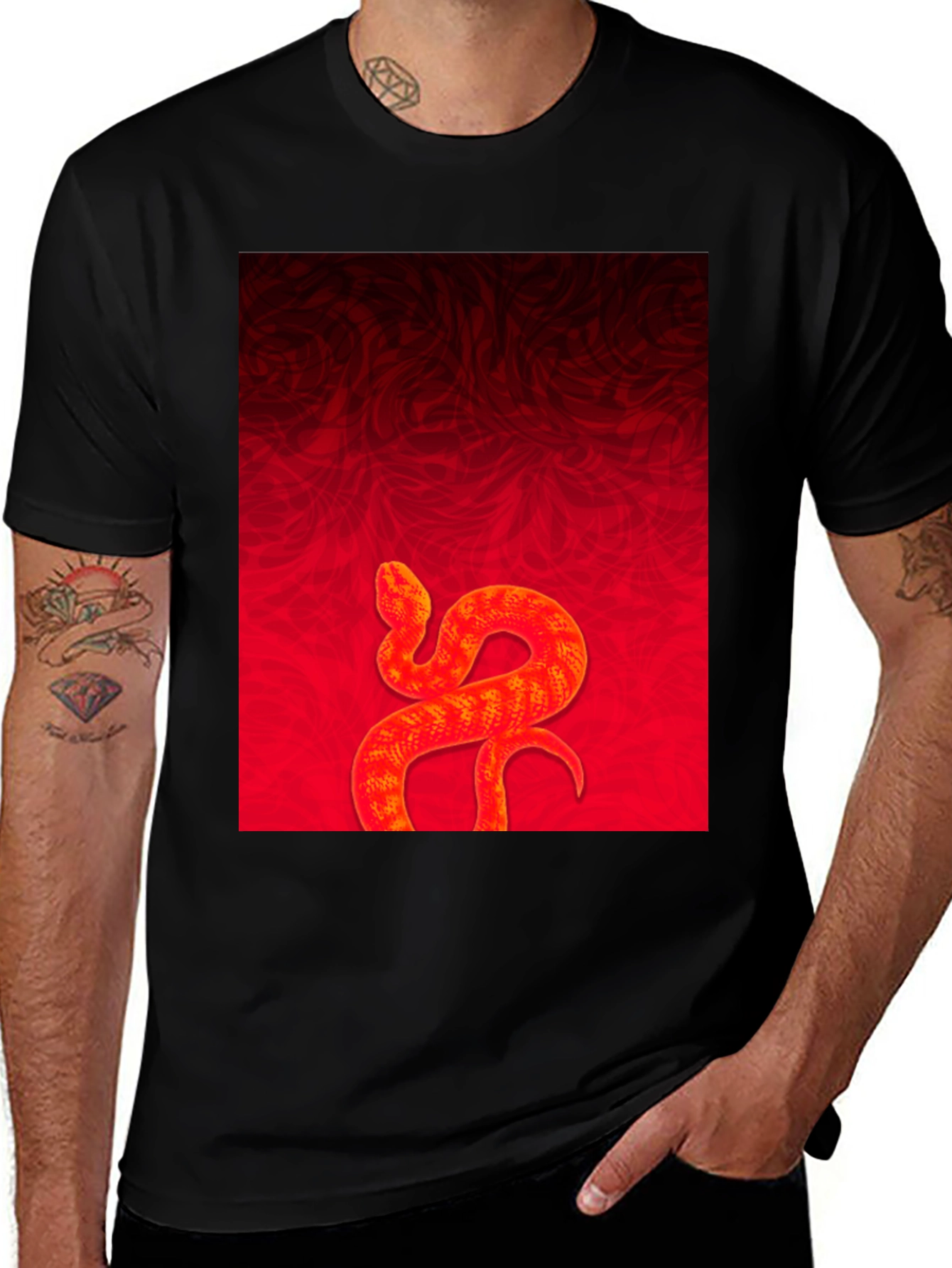 Variant 19 of Red Snake Graphic Tee - Stylish Menswear