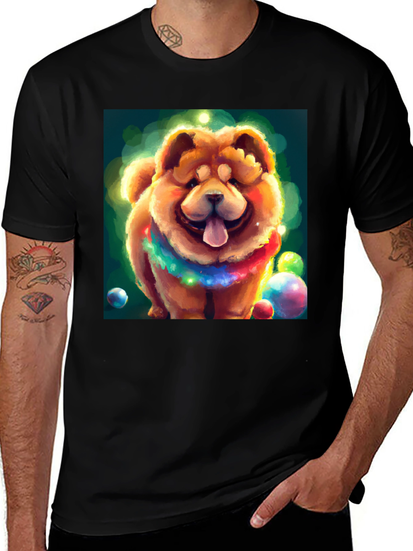 Cartoon Dog Graphic Black T-Shirt