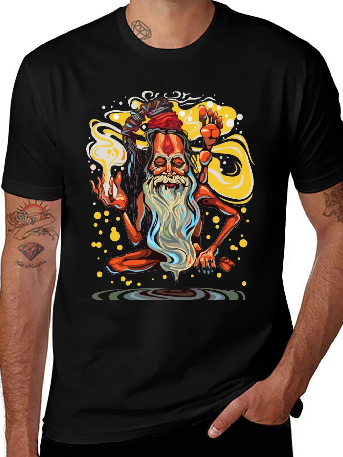 Variant 28 of Mystic Yogi Graphic T-Shirt - Spiritual Design