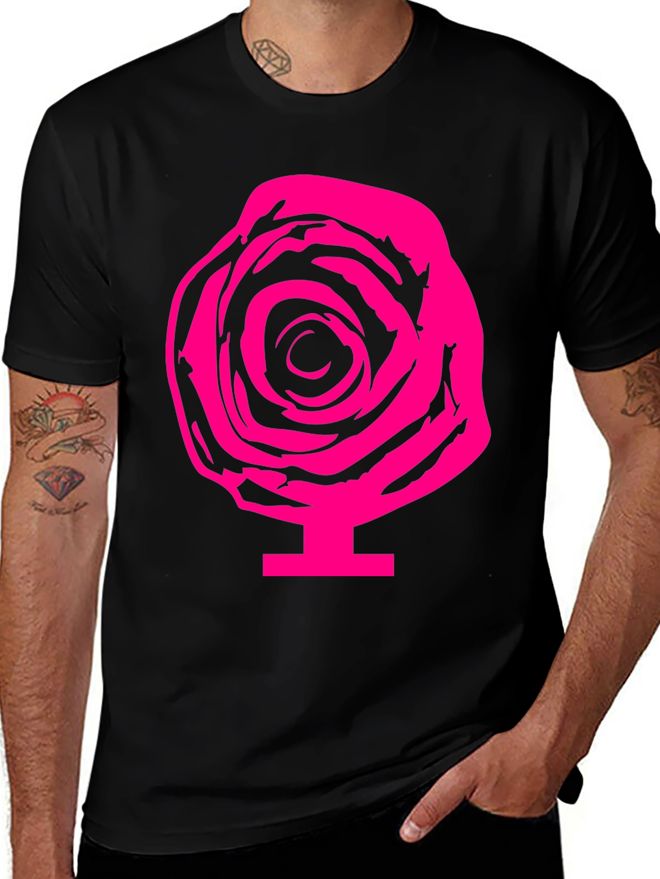 Variant 9 of Rose Graphic Tee - Bold & Stylish Black T-Shirt