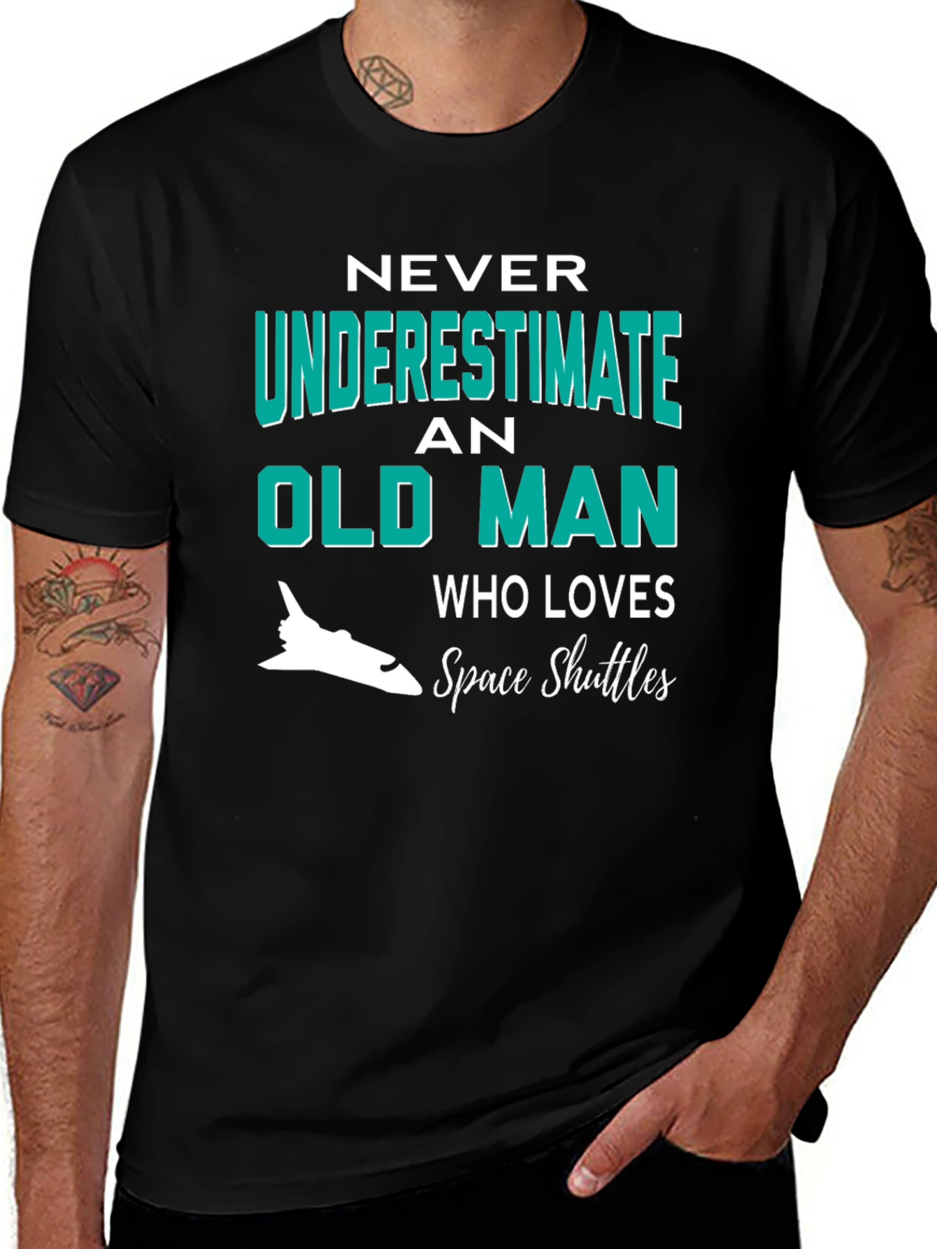 Variant 26 of Never Underestimate Old Man Space Shuttle T-Shirt