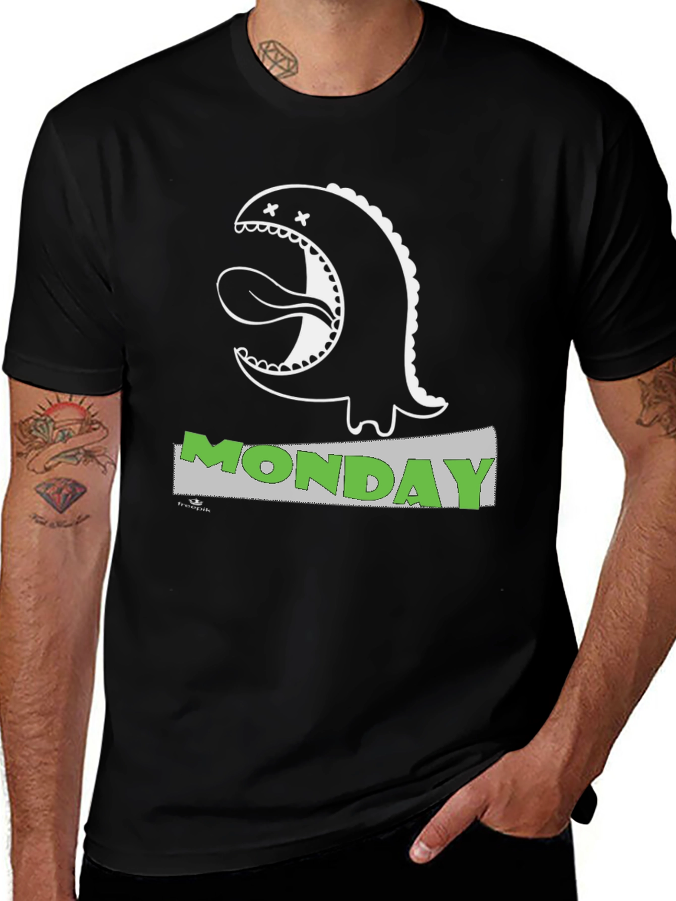 Variant 30 of Monday Monster T-Shirt - Black Cotton Graphic Tee