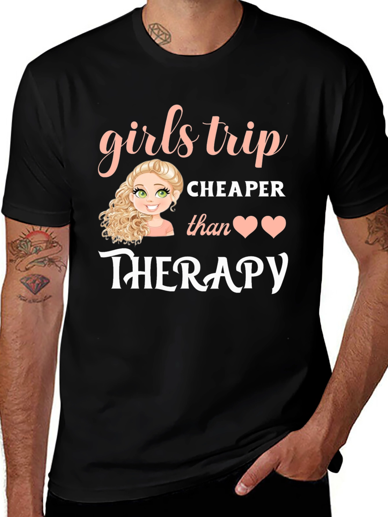 Girls Trip Therapy T-Shirt - Black Cotton Tee