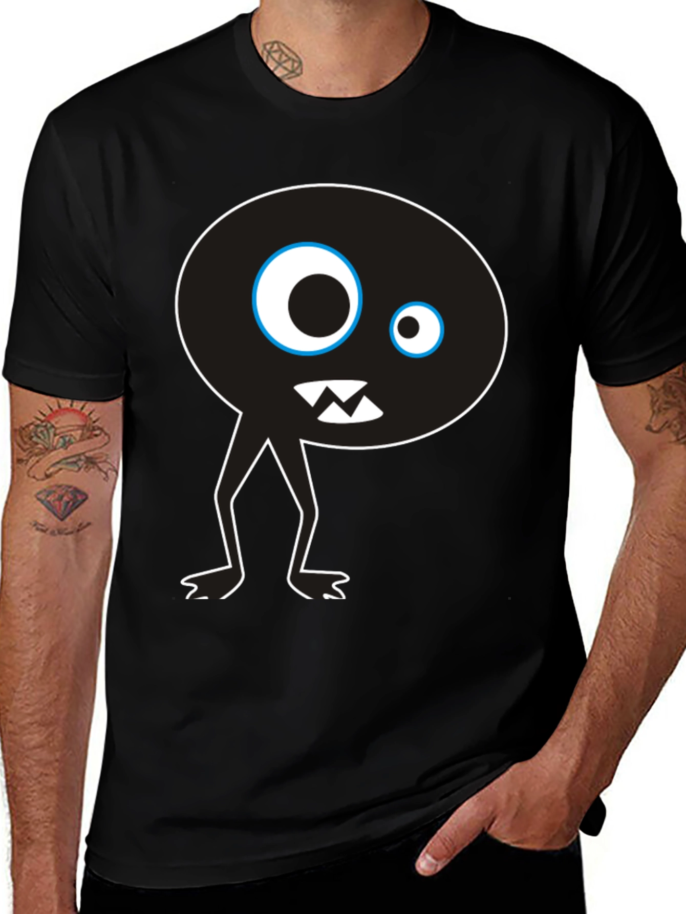 Variant 22 of Black T-Shirt with Fun Cartoon Graphic