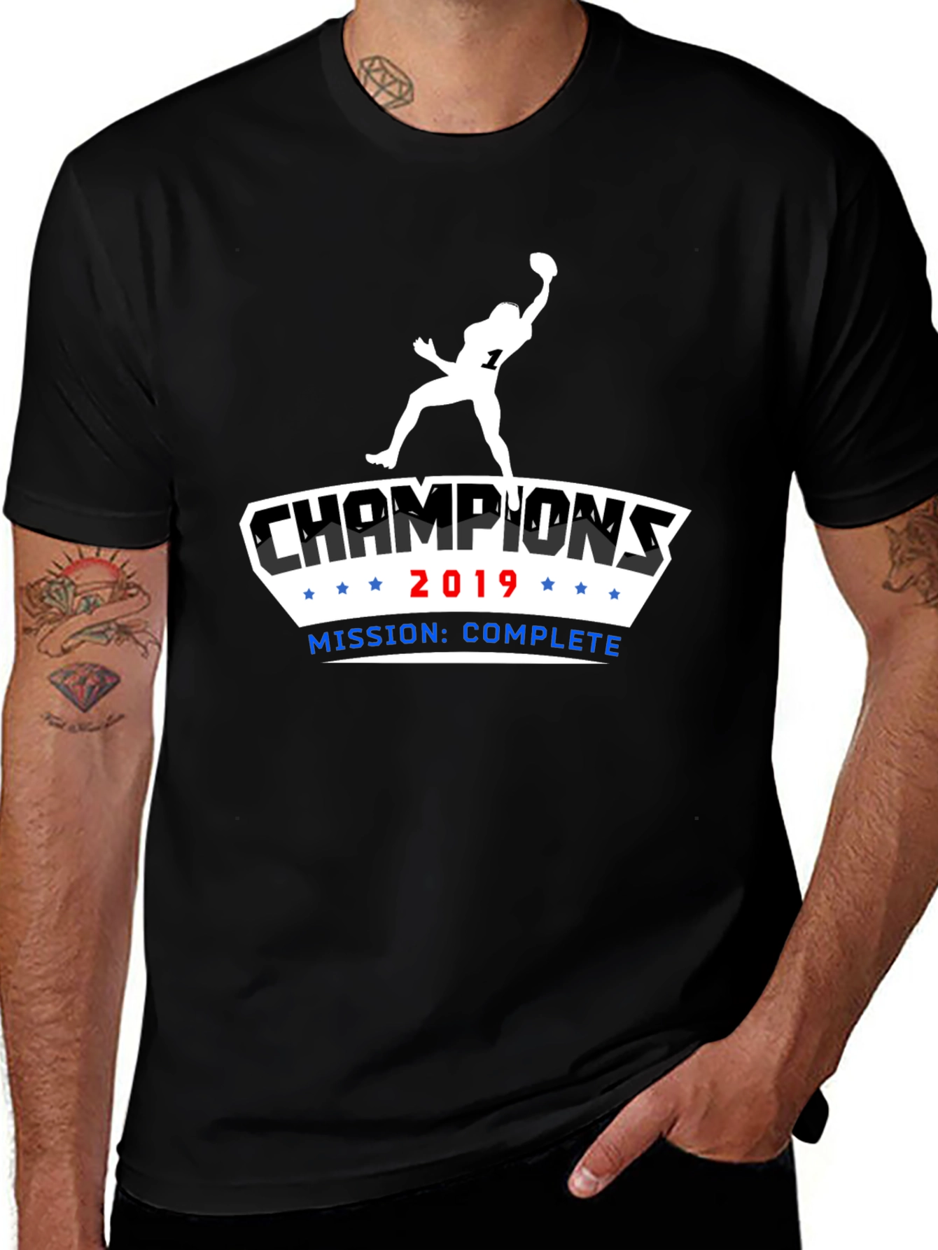 Black Champions 2019 Football T-Shirt - Mission Complete main image