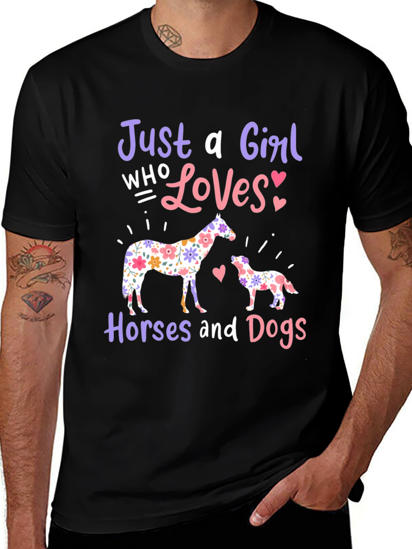 Variant 12 of Girl Who Loves Horses and Dogs T-Shirt