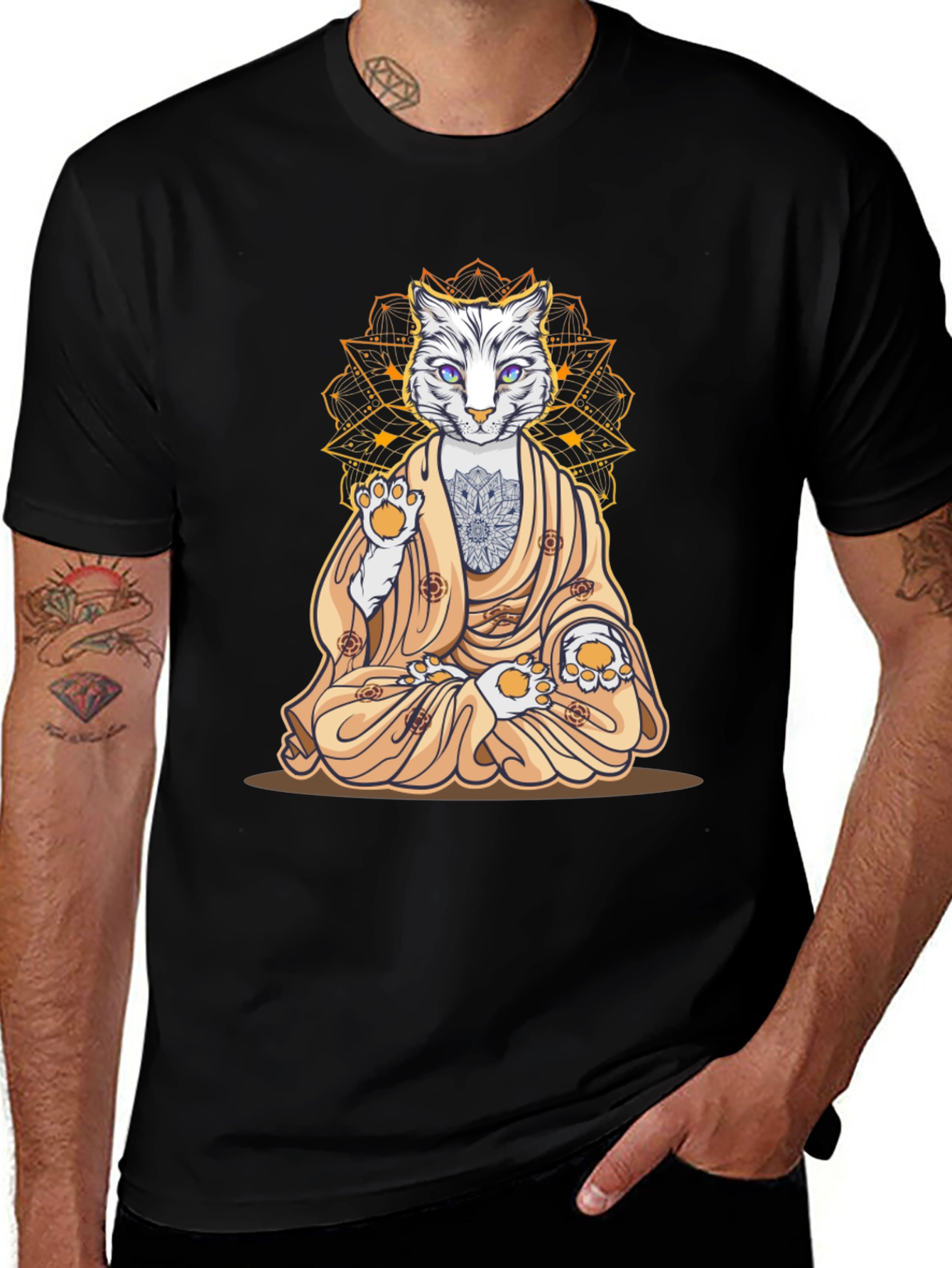 Variant 7 of Zen Cat T-Shirt - Meditating Feline Design