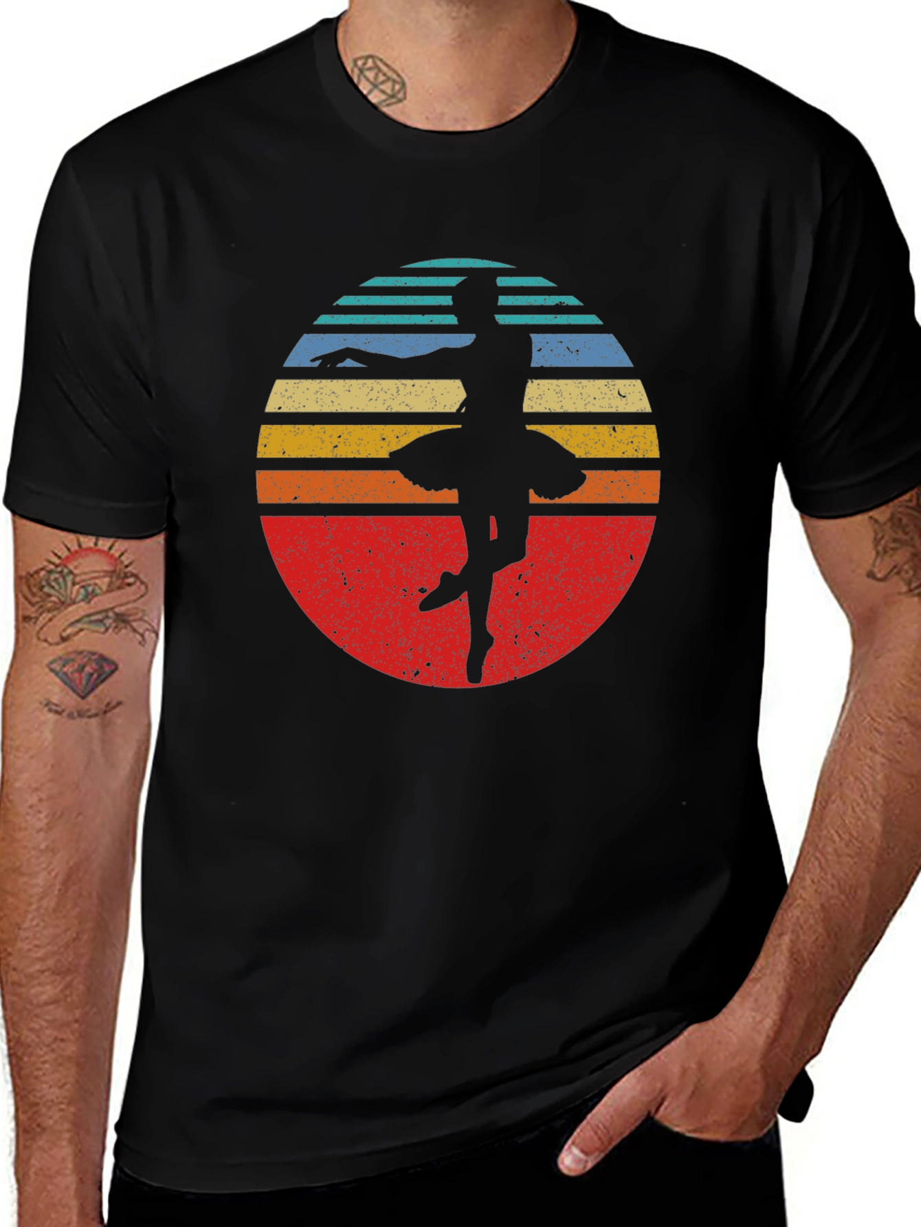 Black Retro Ballerina Graphic Tee main image