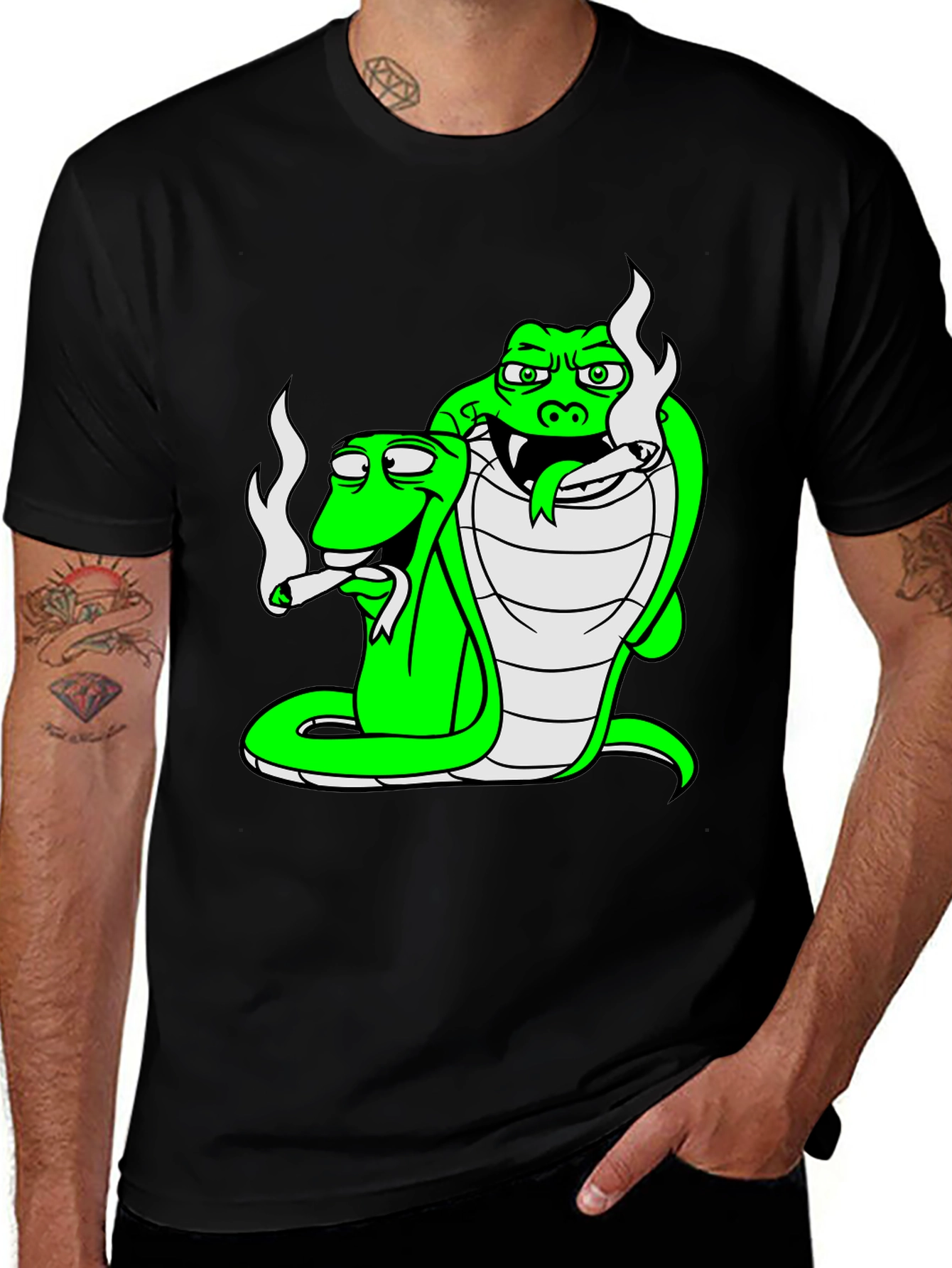 Variant 21 of Cool Cobra Snakes Smoking Joint T-Shirt
