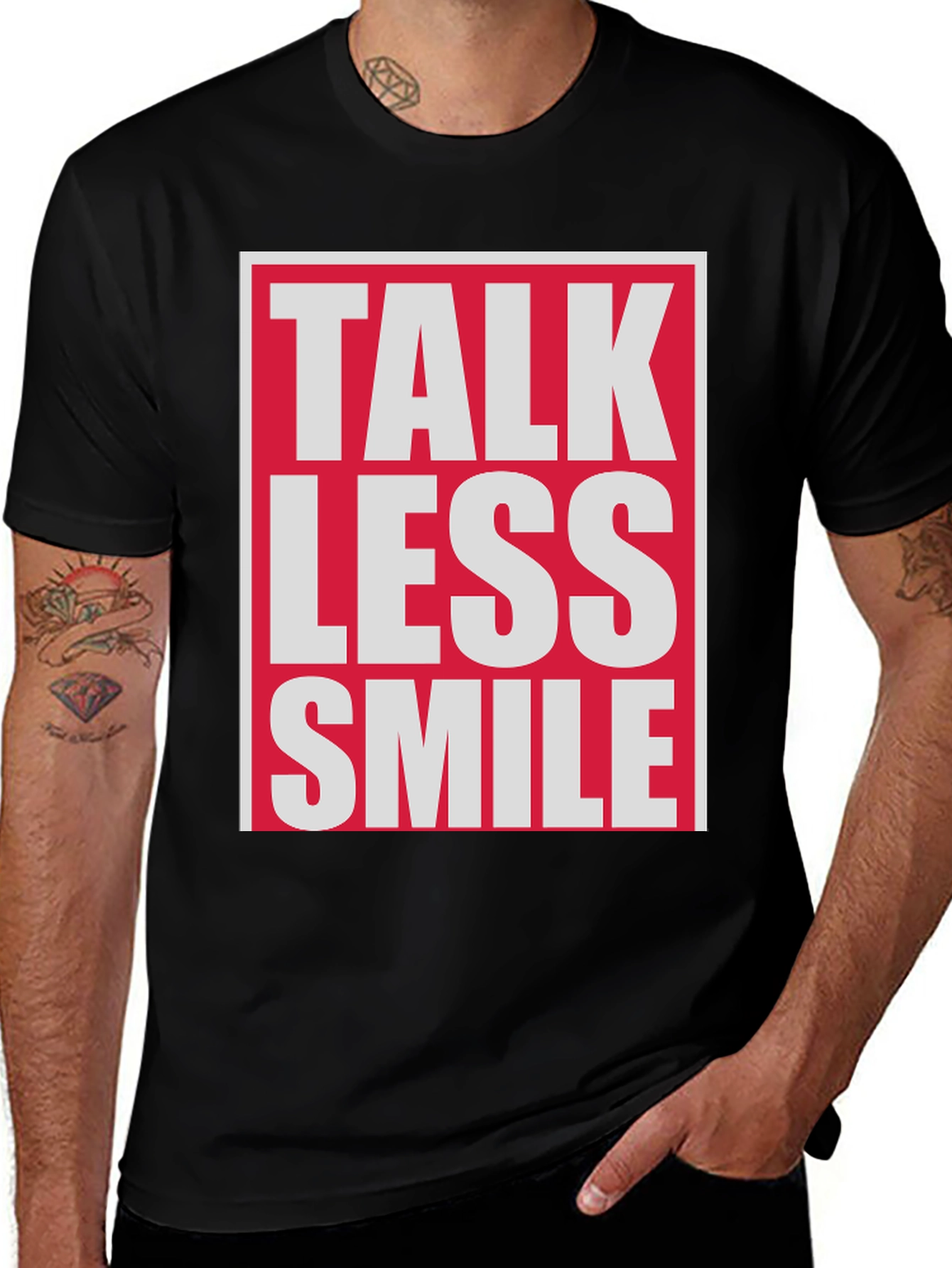 Variant 10 of Talk Less Smile More Graphic Tee - Black Cotton T-Shirt
