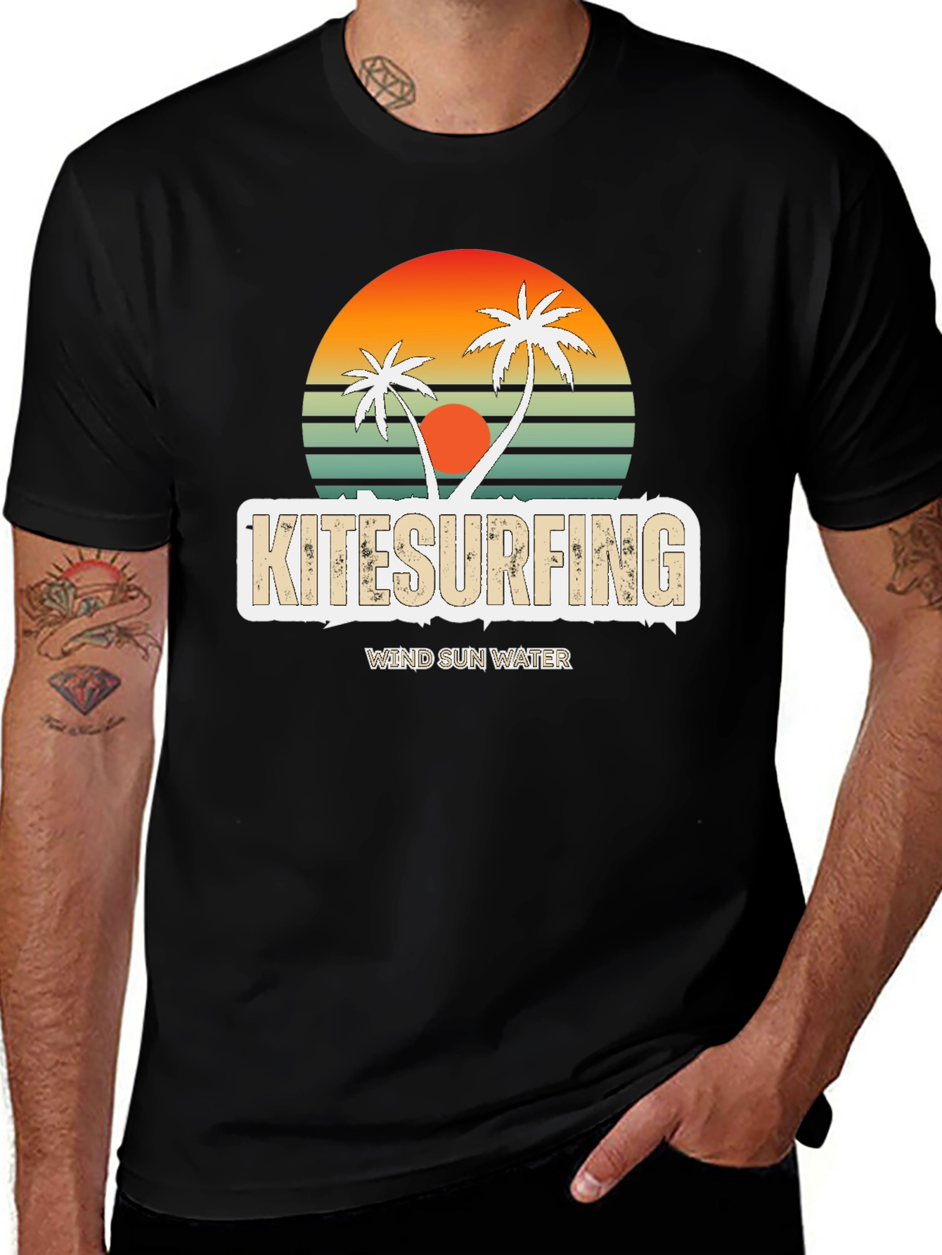 Variant 19 of Kitesurfing Retro Sunset Tee