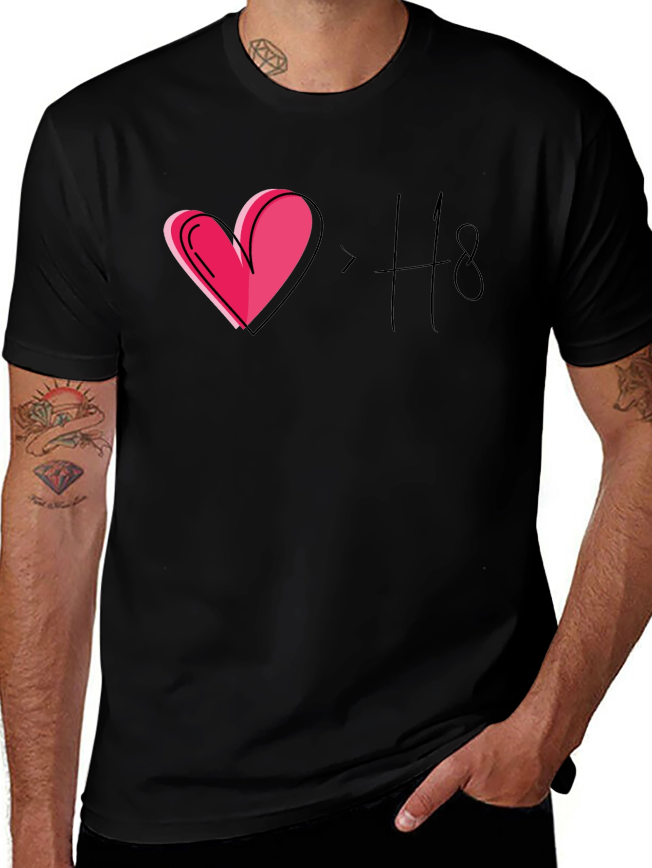Variant 13 of Love > Hate T-Shirt, Black Casual Tee