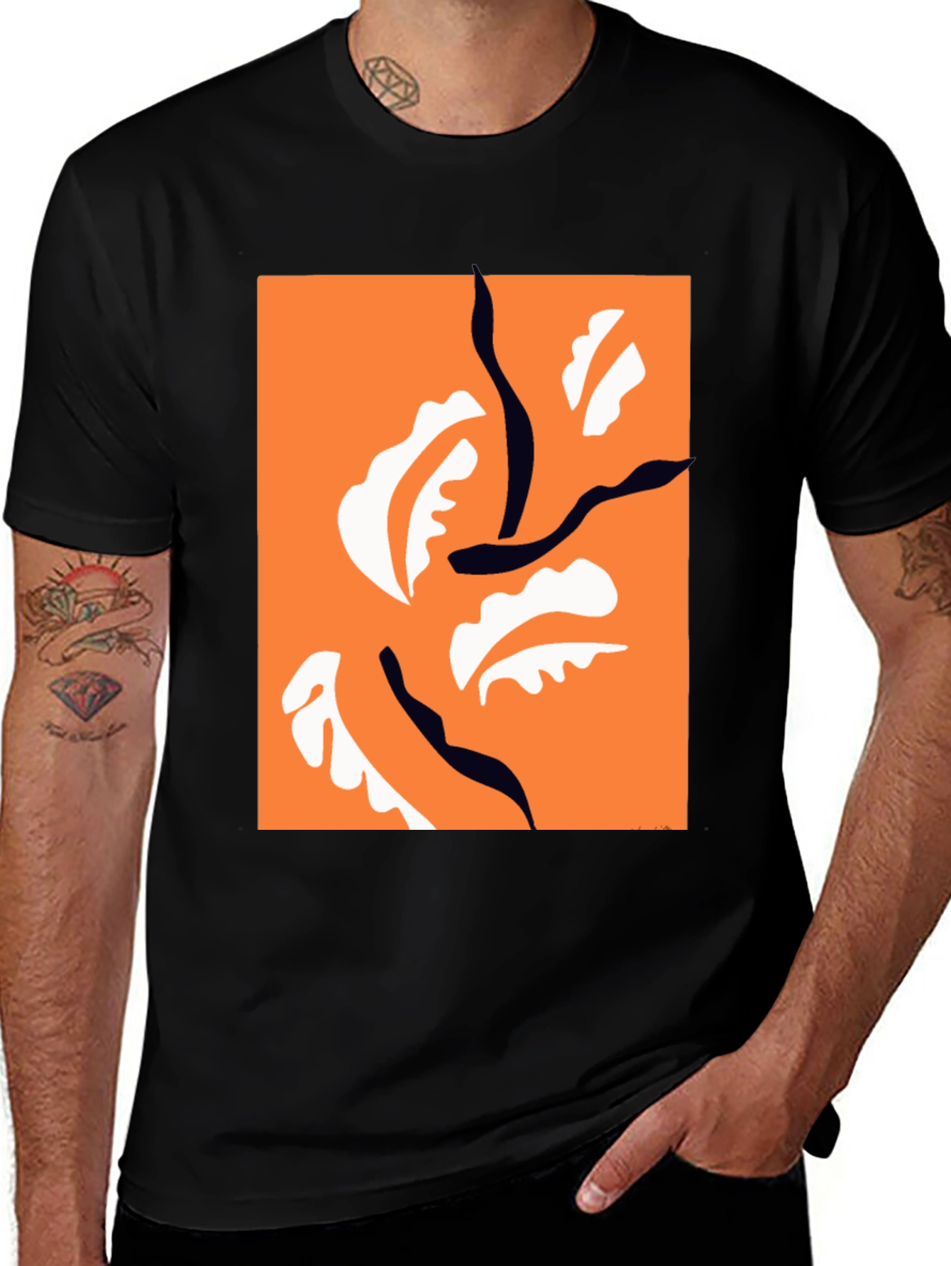 Variant 12 of Abstract Orange Black White Graphic T-Shirt