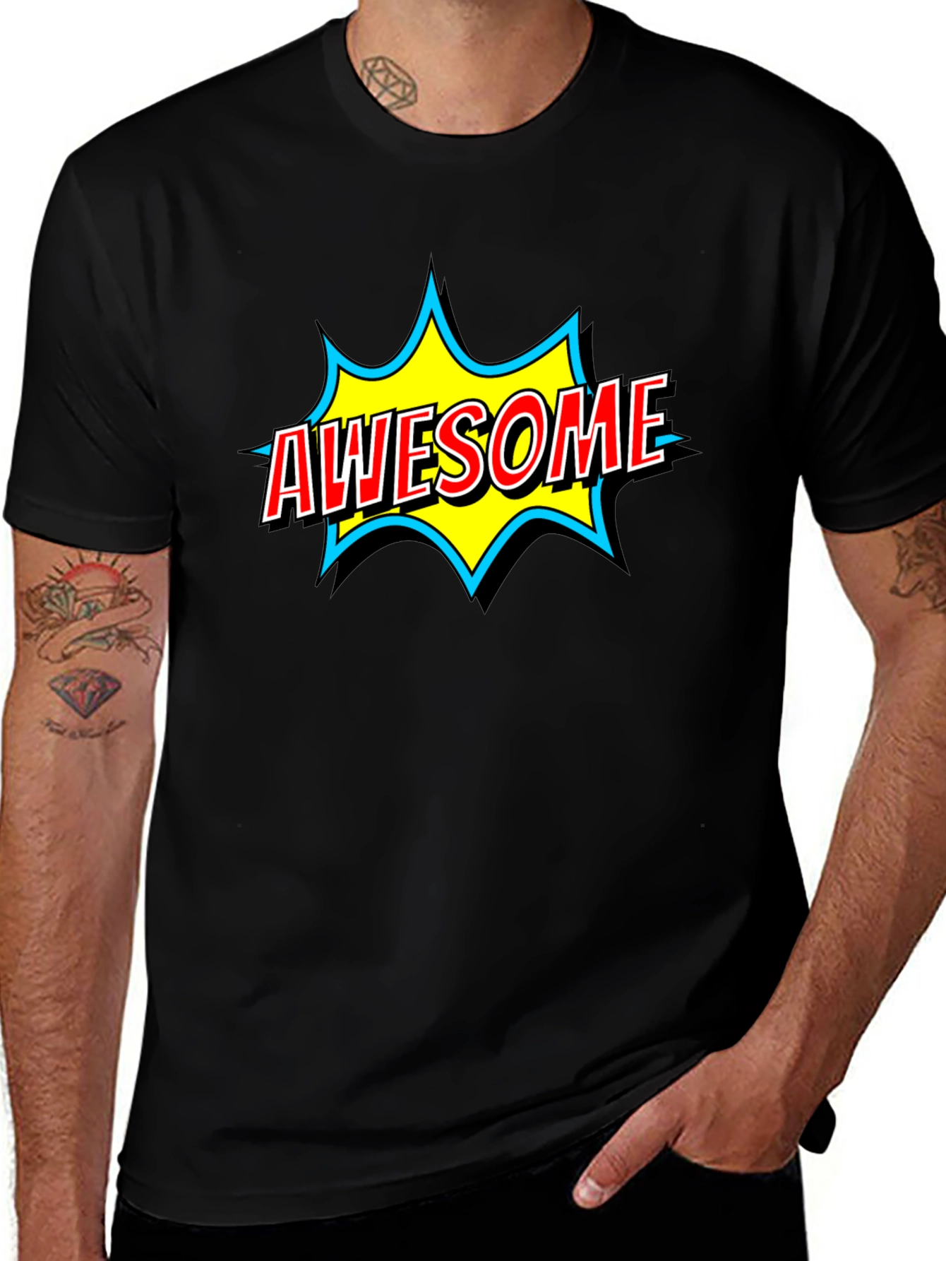 Awesome Graphic Print Black T-Shirt