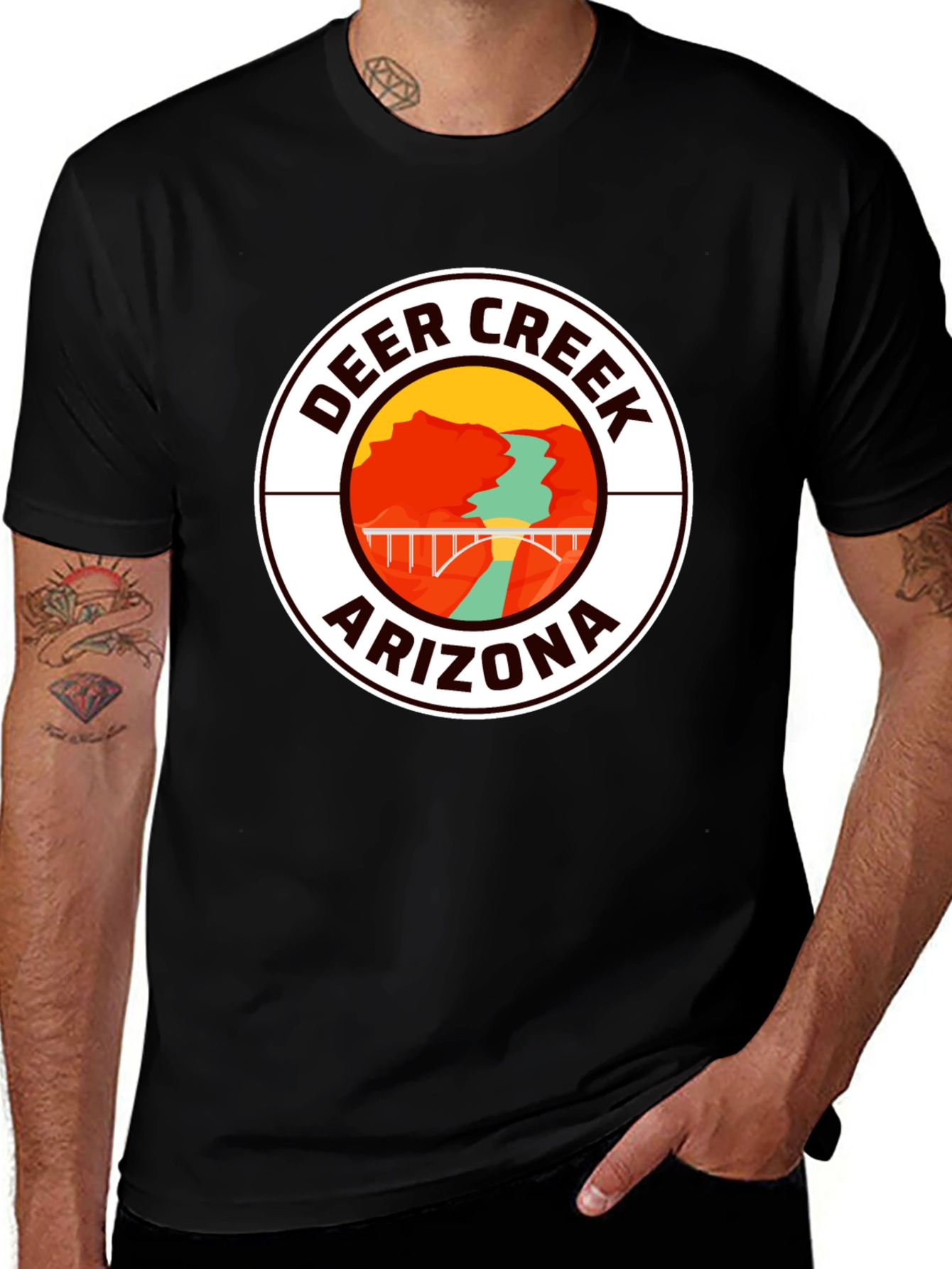 Deer Creek Arizona Graphic Tee - Black Cotton T-Shirt