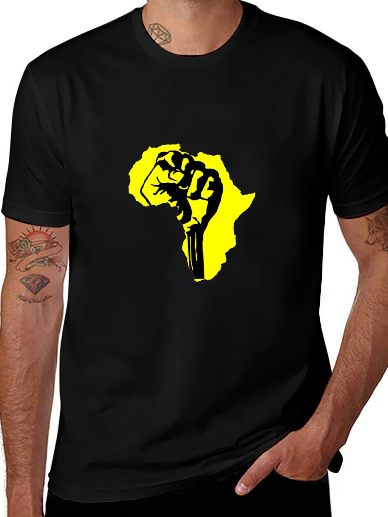 Variant 25 of Black T-Shirt with Africa Fist Design