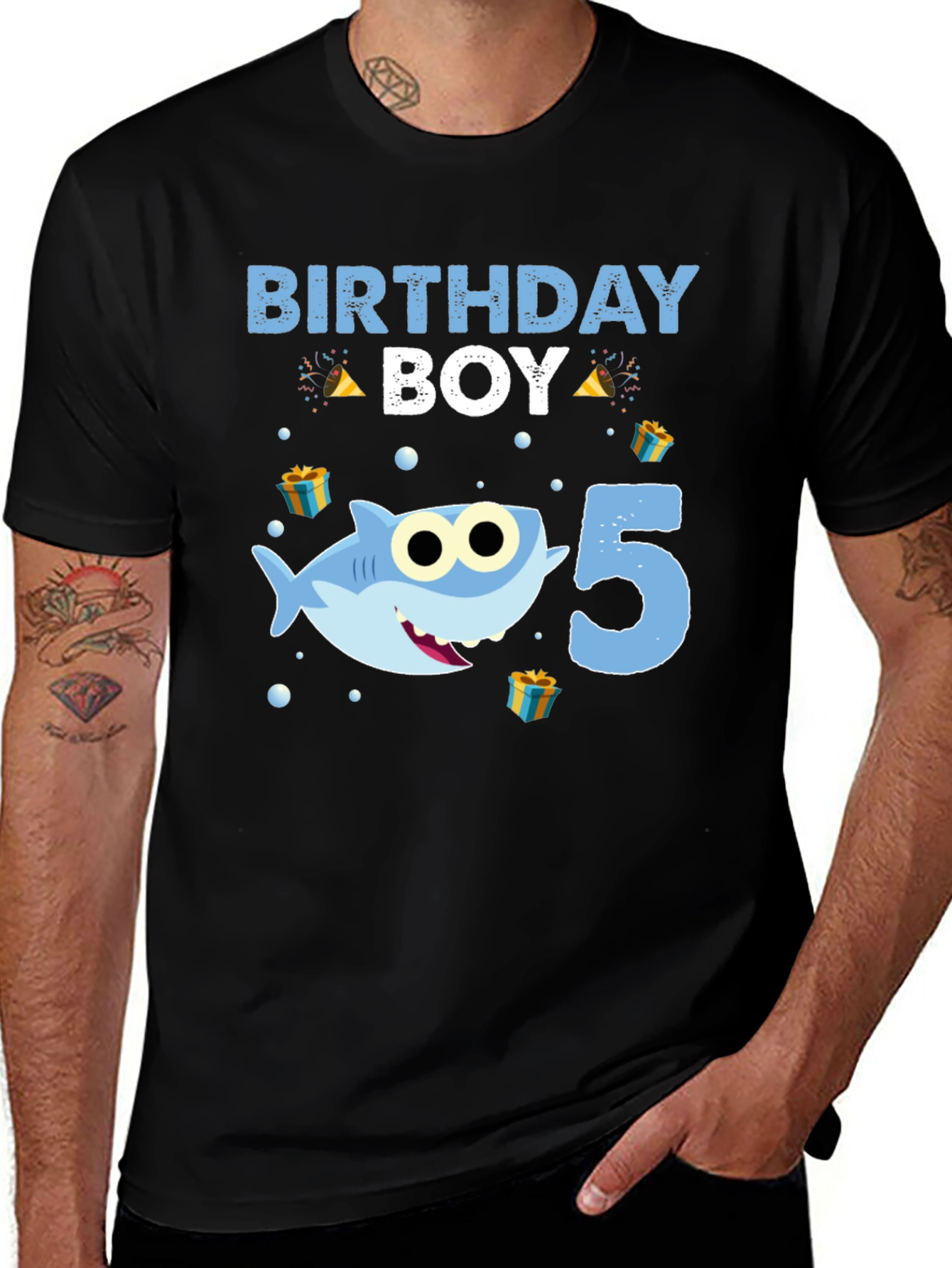 Variant 27 of Birthday Boy Shark 5th Birthday T-Shirt