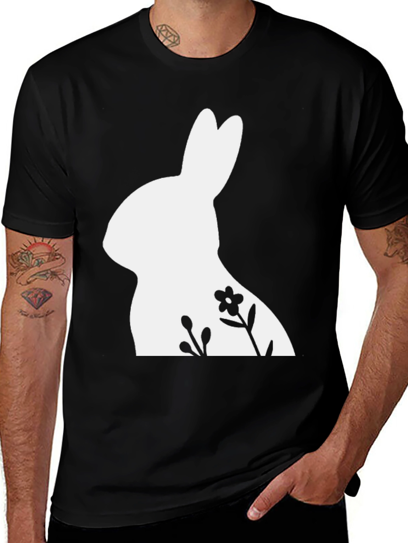 Variant 11 of Bunny Floral Graphic Tee - Easter Shirt