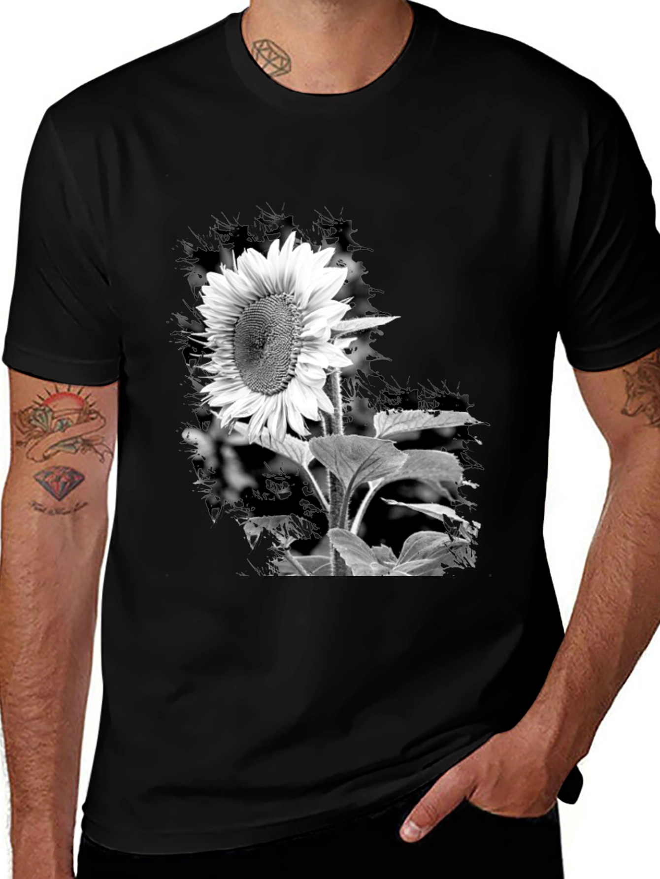 Variant 2 of Black Sunflower Graphic Tee