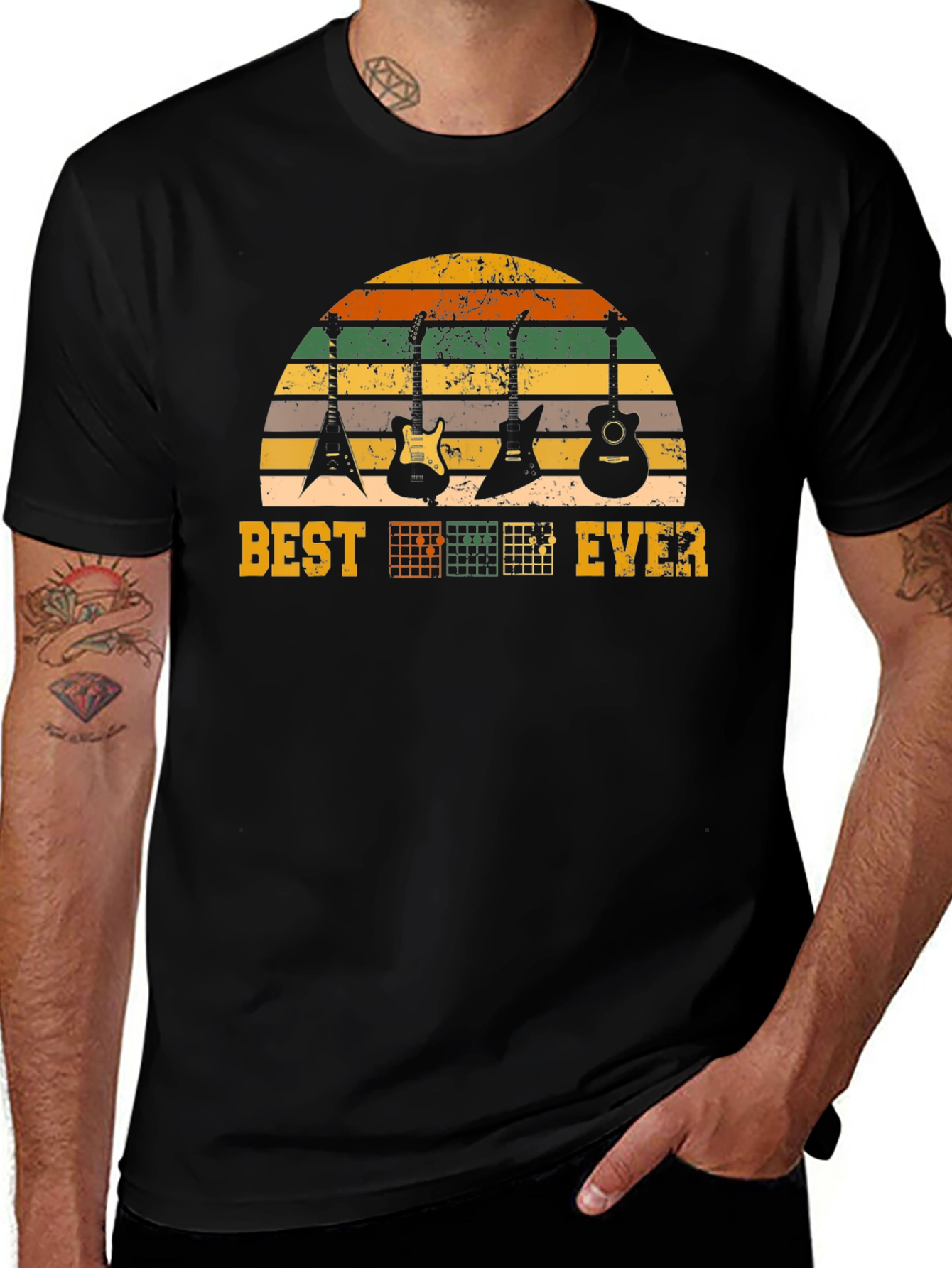 Variant 21 of Best Guitar Ever T-Shirt Vintage Sunset Music Lover
