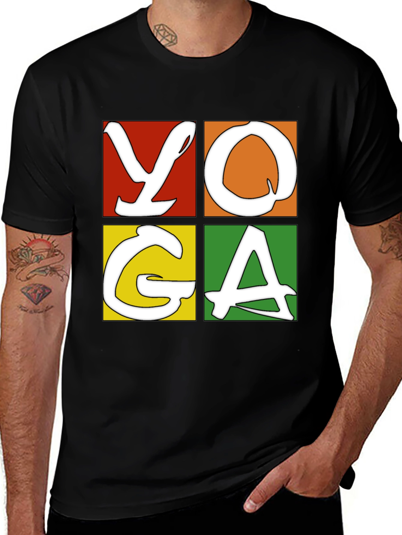 Variant 27 of Yoga Graphic Tee - Men's Black Cotton T-Shirt