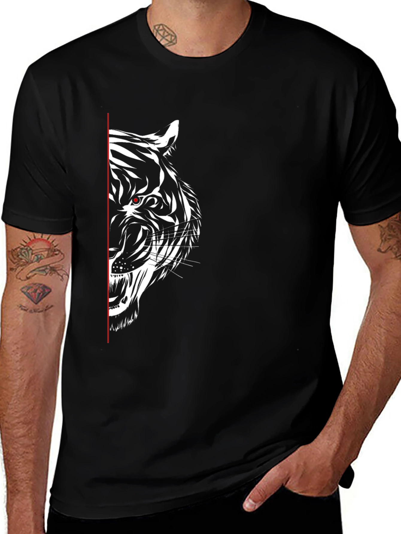 Variant 24 of Black Tiger Graphic Tee - Fierce Style
