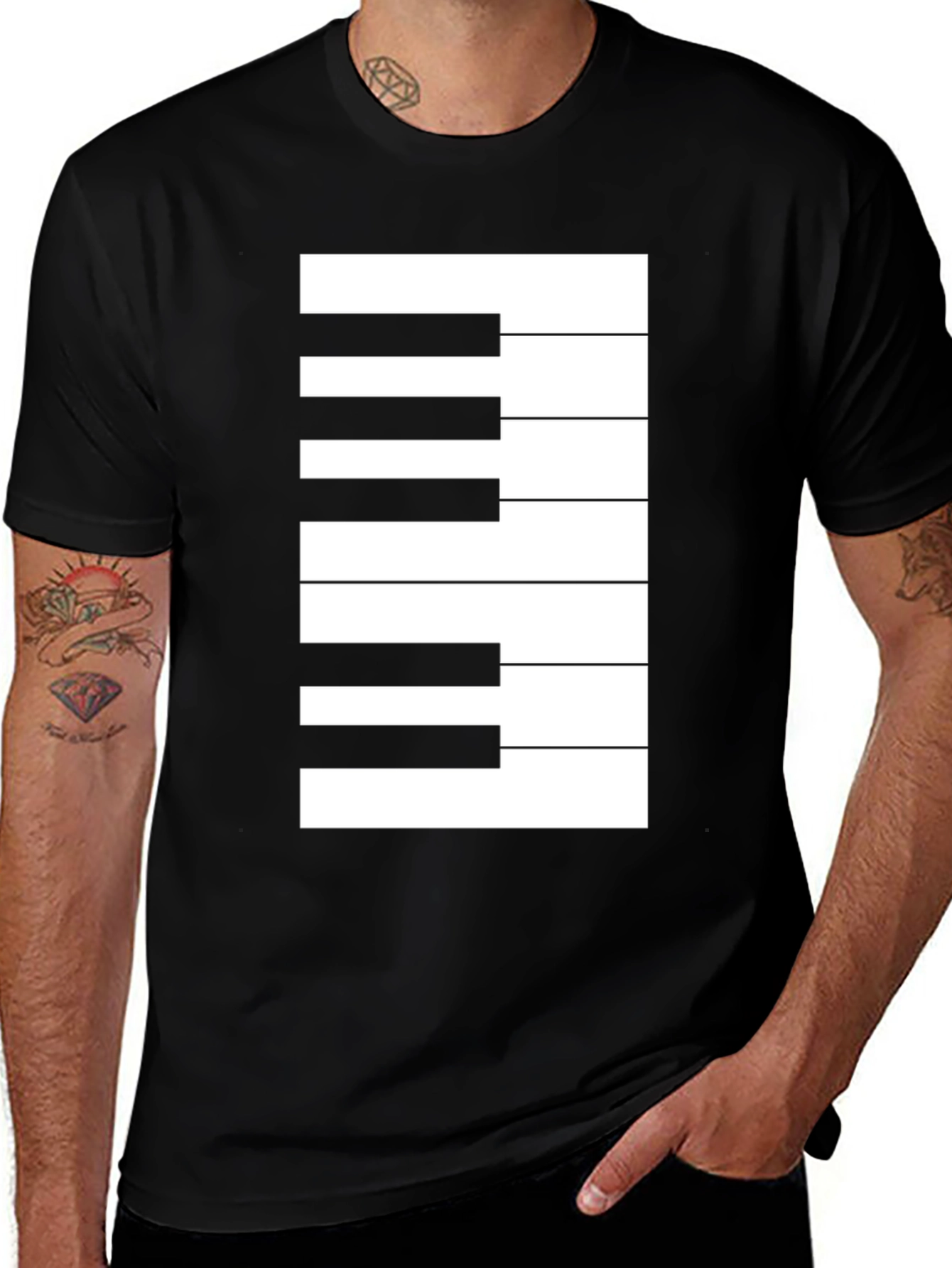 Variant 5 of Piano Keys Graphic Black T-Shirt